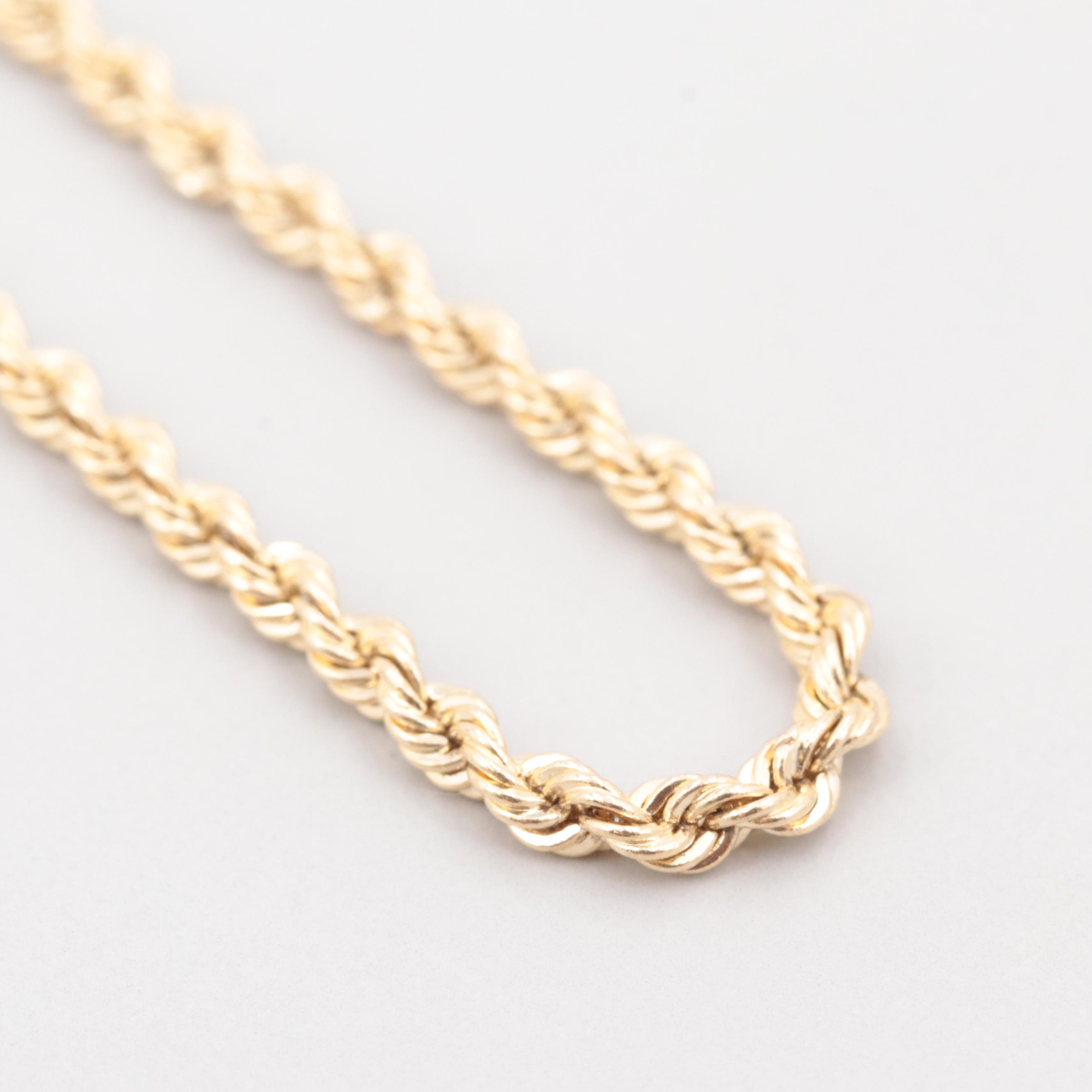 14K Yellow Gold Rope Twist Necklace