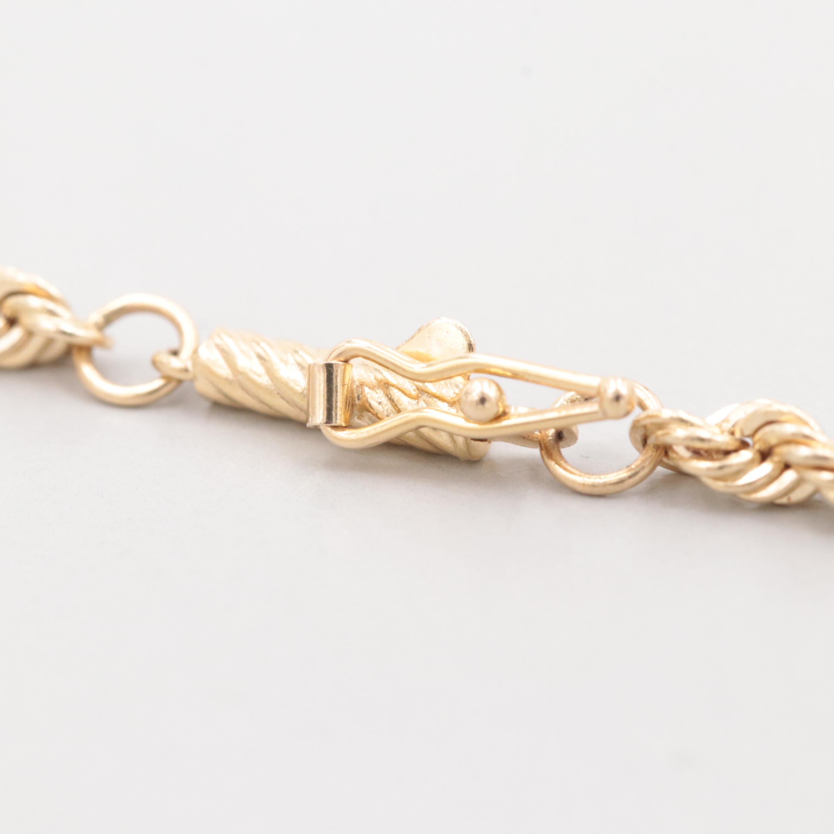 14K Yellow Gold Rope Twist Necklace