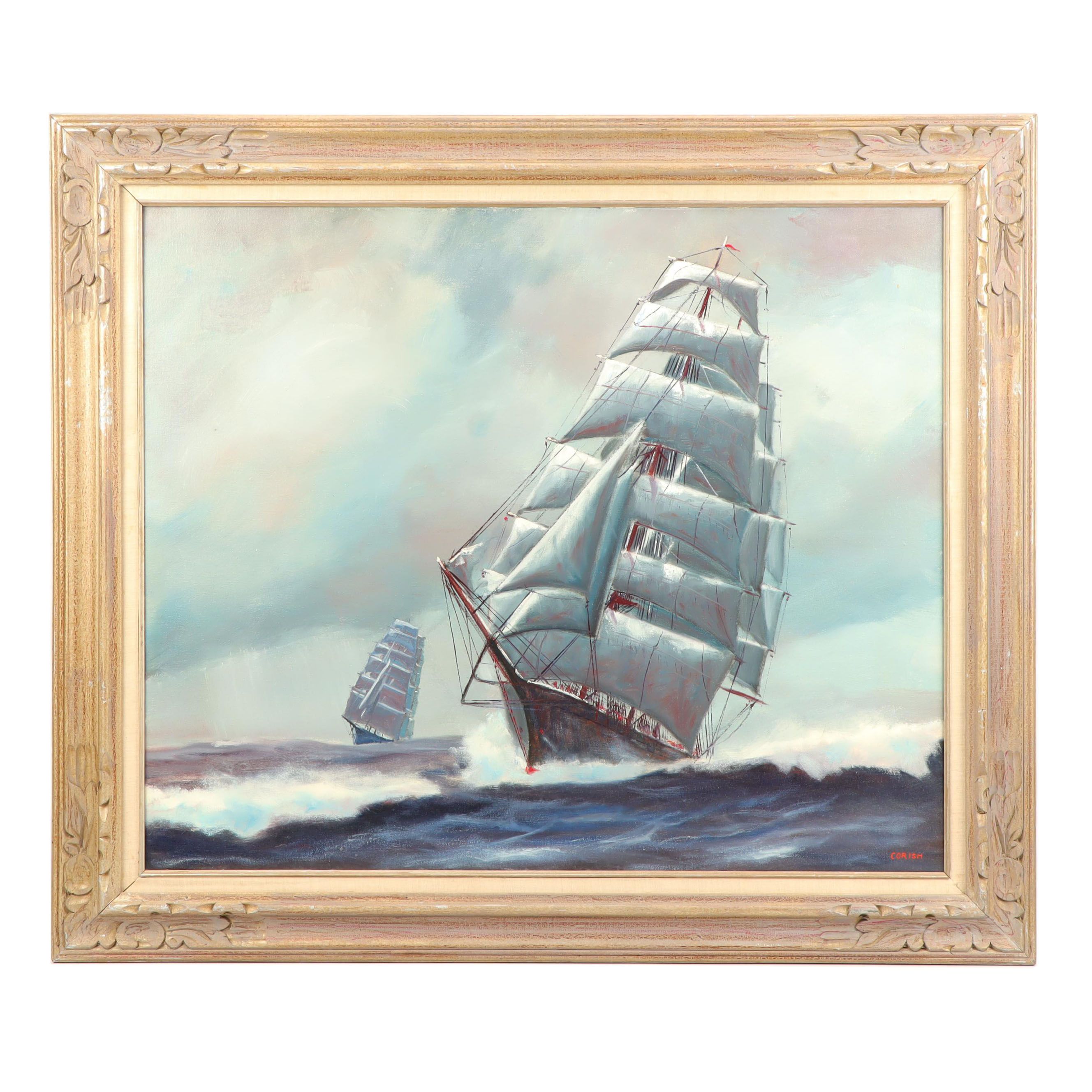 Joseph Ryan Corish Nautical Oil Painting