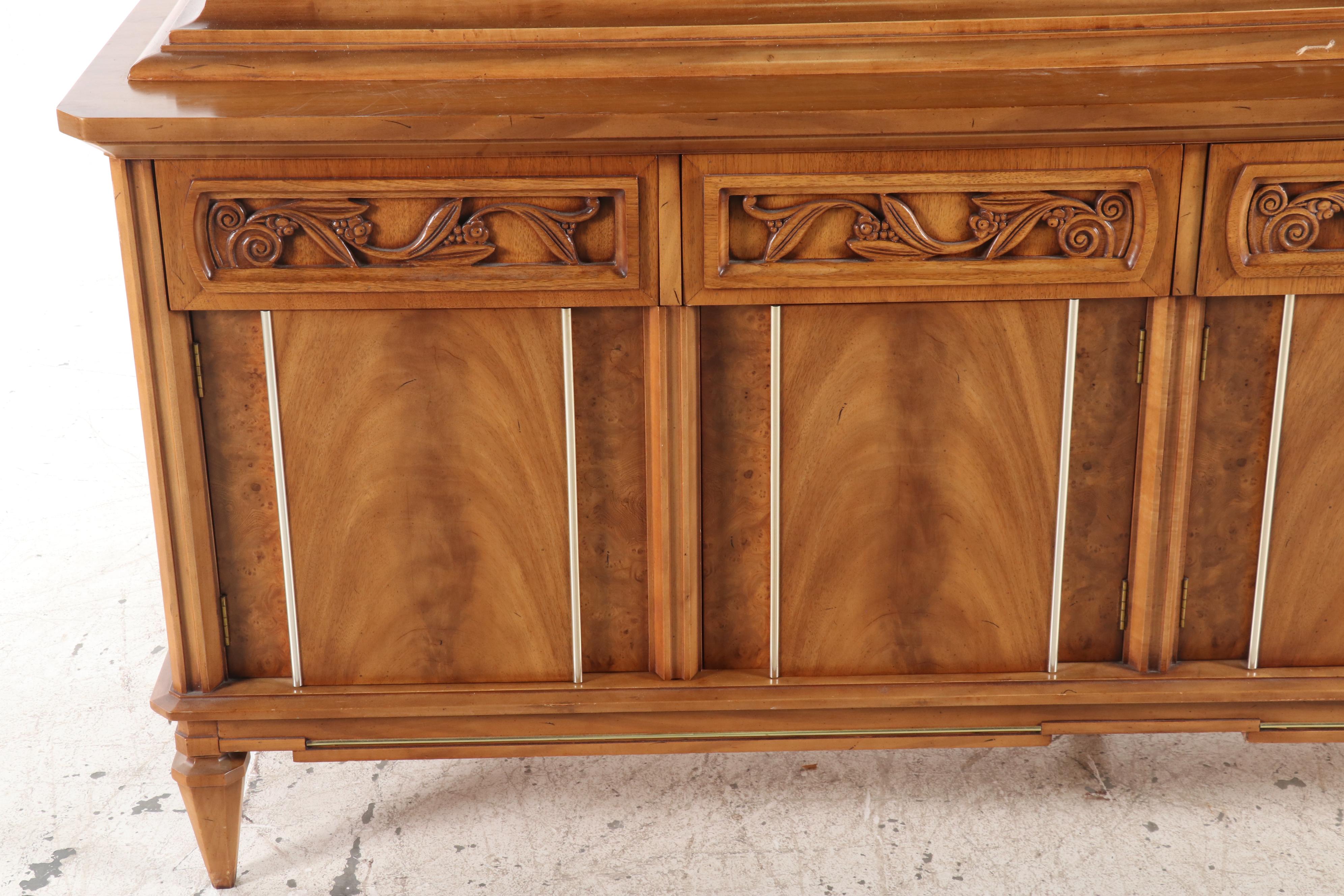 Transitional Style Fruitwood China Cabinet by Metz Furniture Co. Inc., 1970s