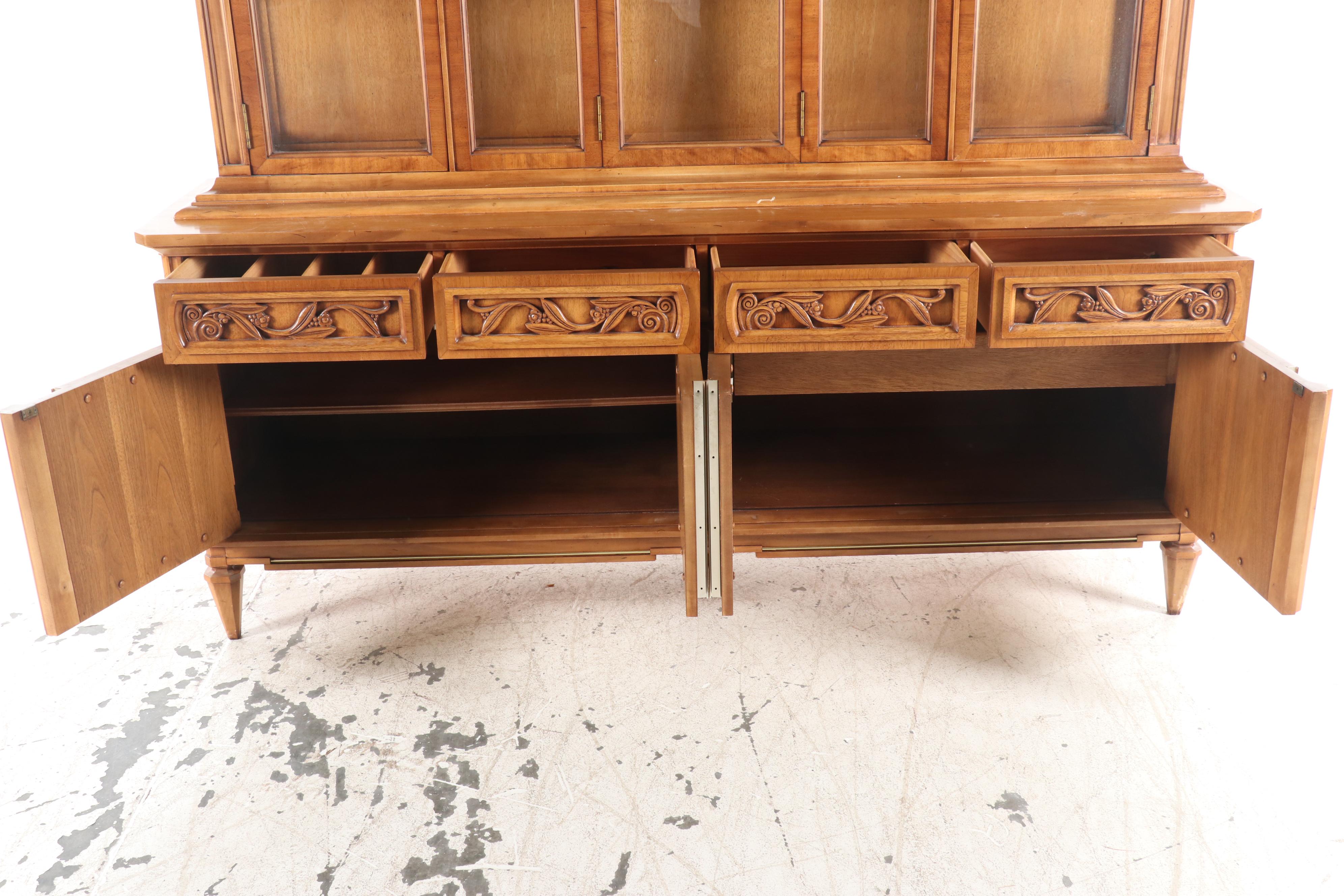 Transitional Style Fruitwood China Cabinet by Metz Furniture Co. Inc., 1970s
