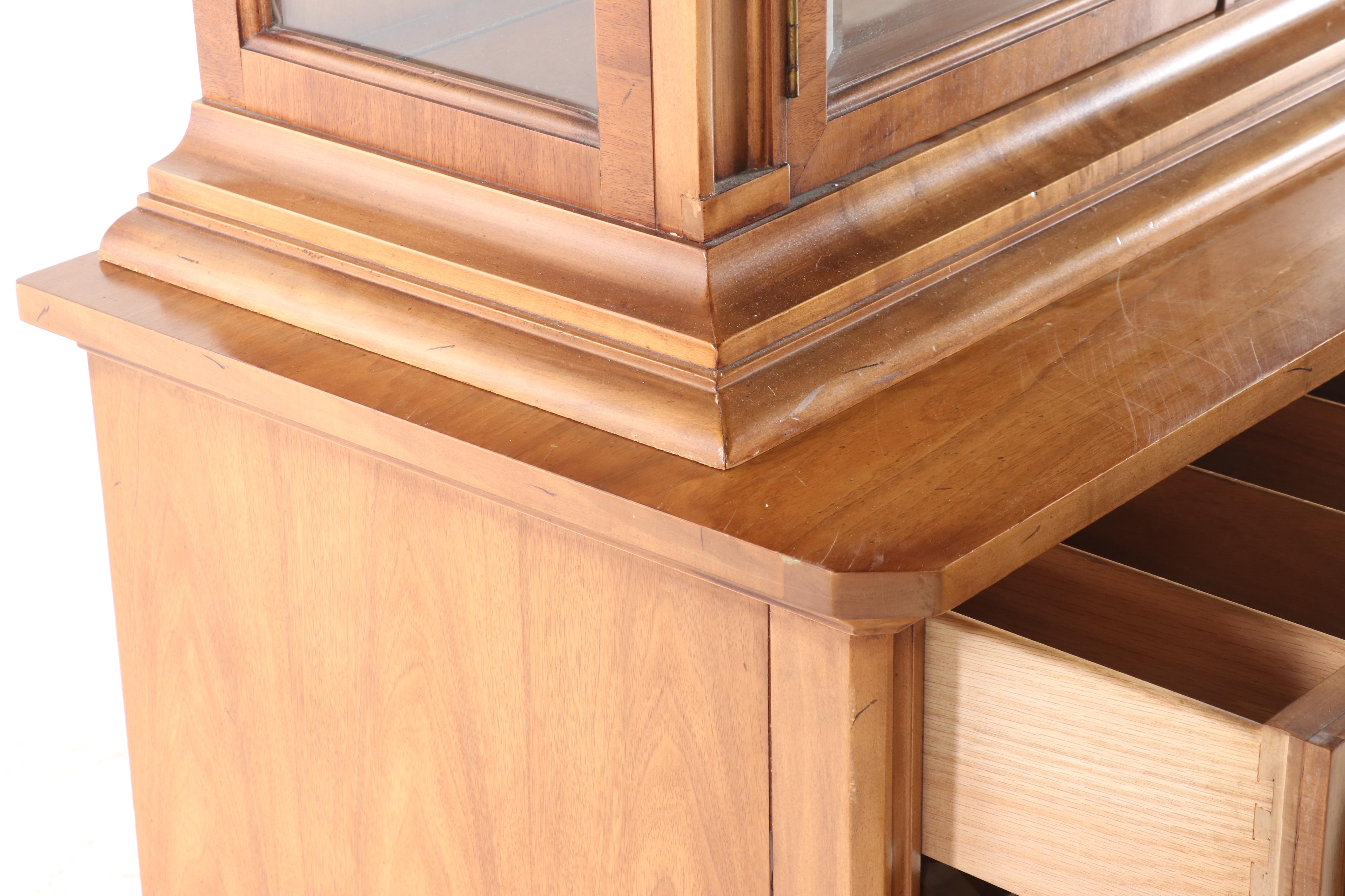 Transitional Style Fruitwood China Cabinet by Metz Furniture Co. Inc., 1970s