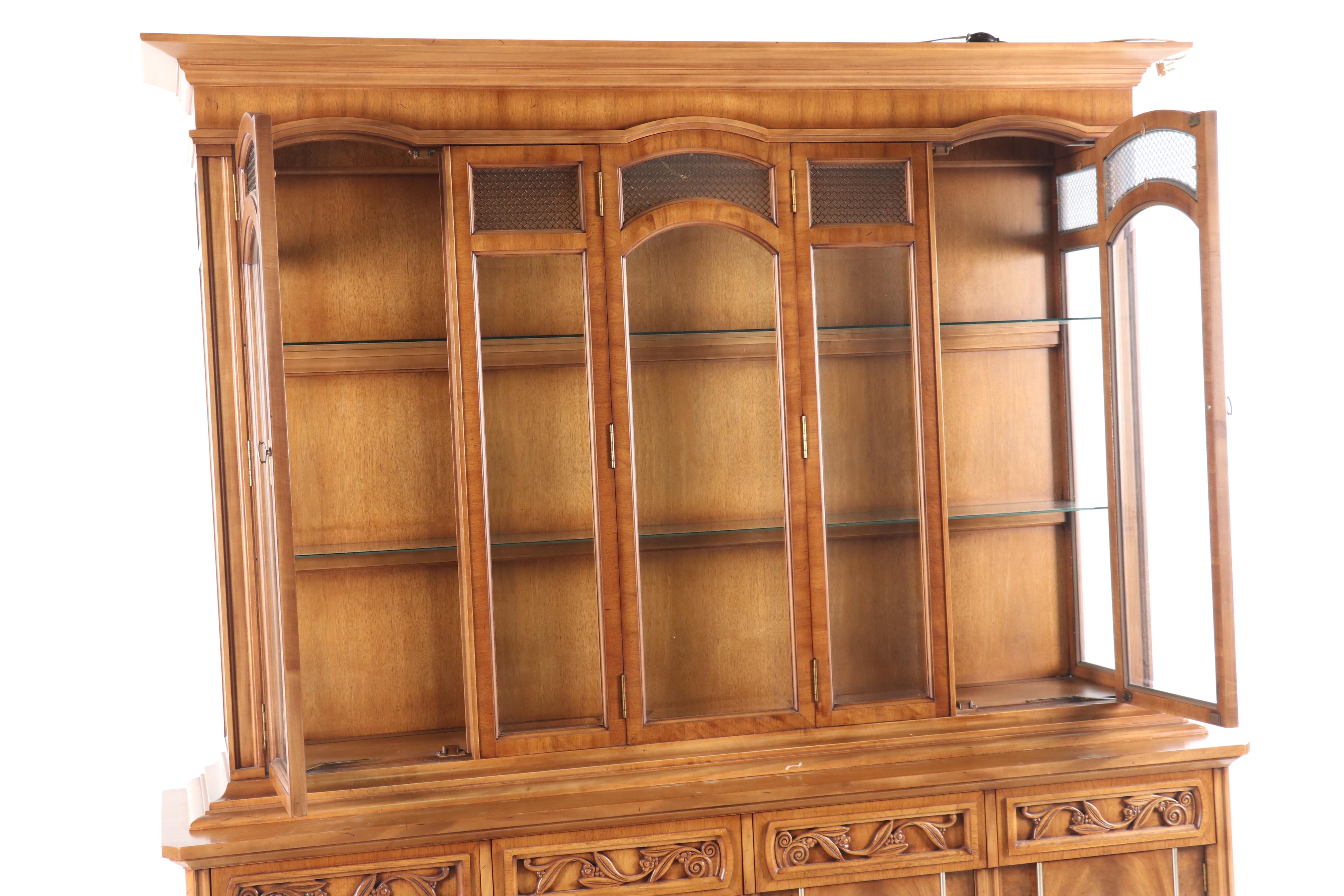 Transitional Style Fruitwood China Cabinet by Metz Furniture Co. Inc., 1970s