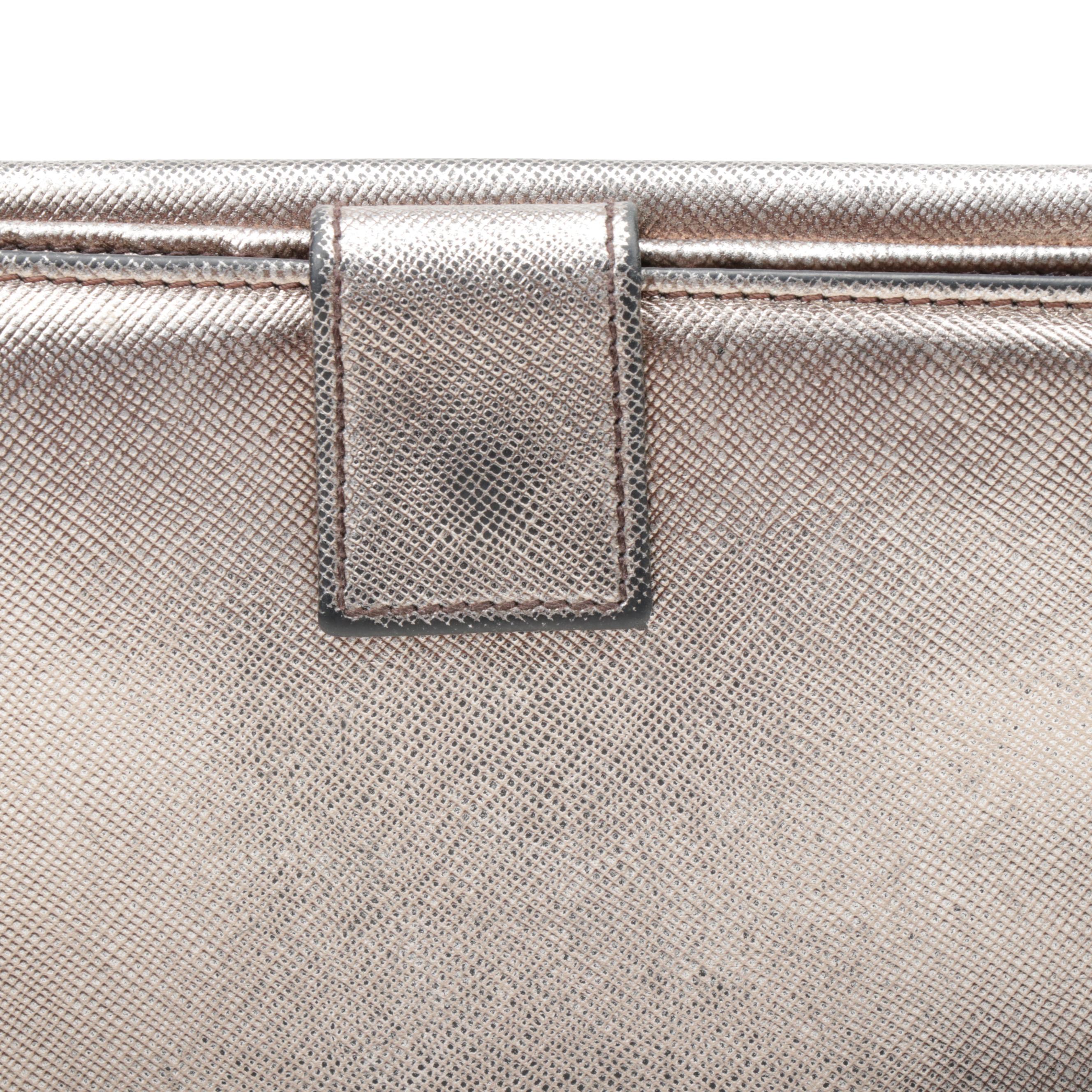 Prada Metallic Saffiano Leather Flap Wallet
