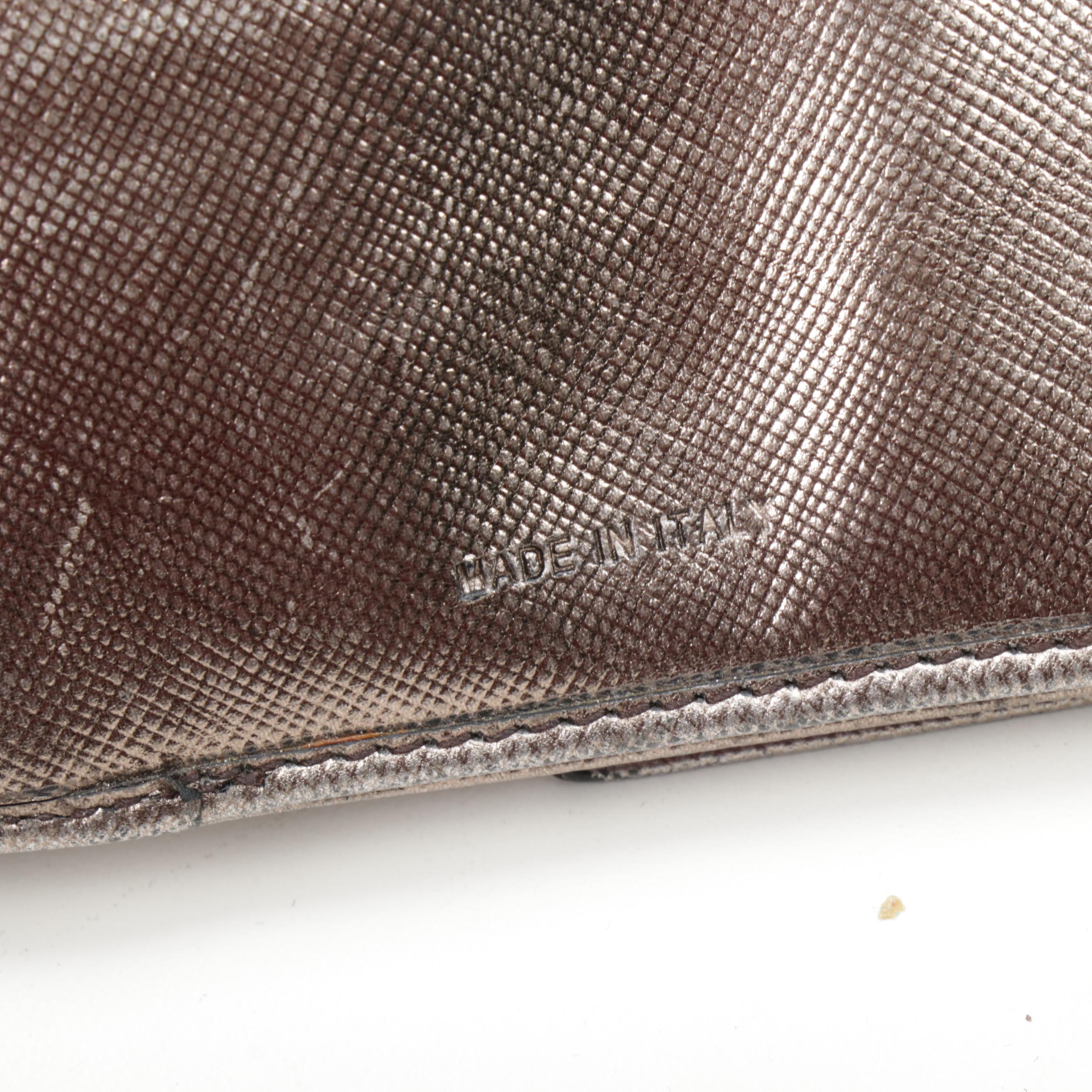 Prada Metallic Saffiano Leather Flap Wallet