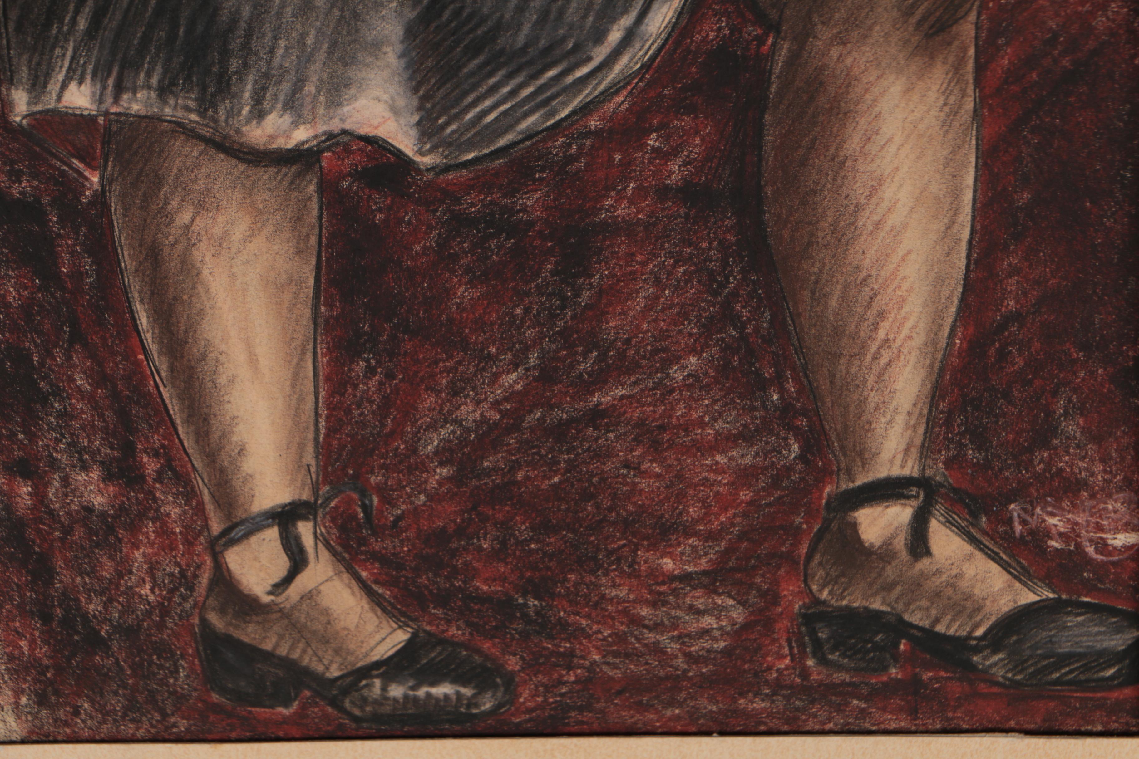 Robert Mayer Mixed Media Drawing of Female Nude