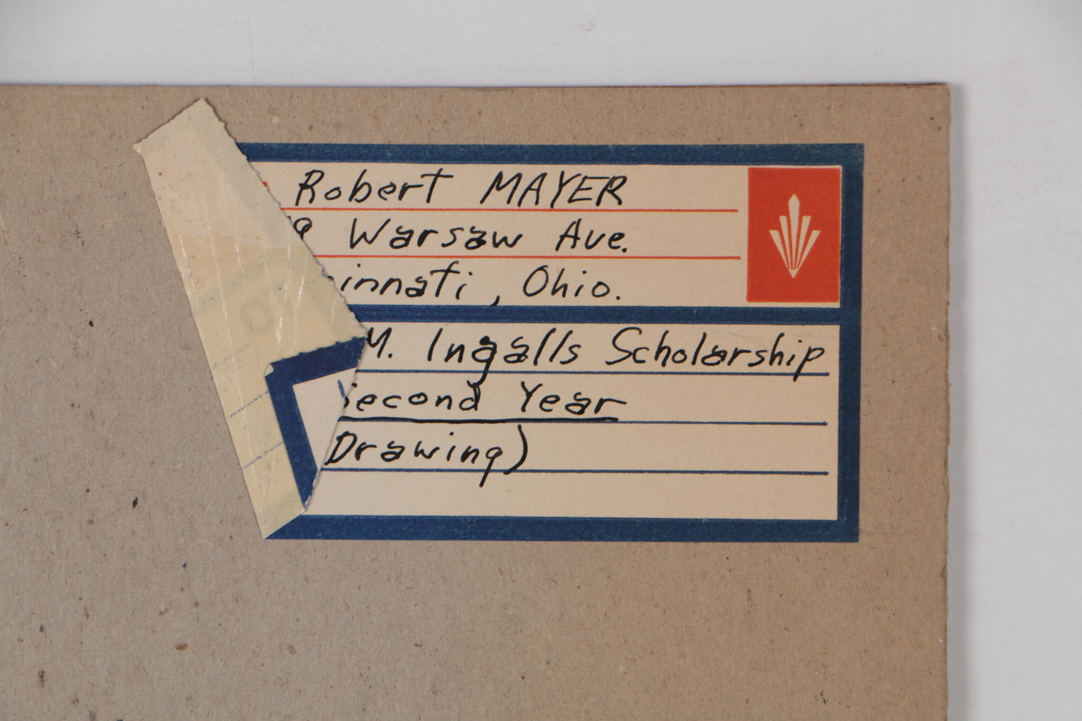 Robert Mayer Mixed Media Drawing of Female Nude