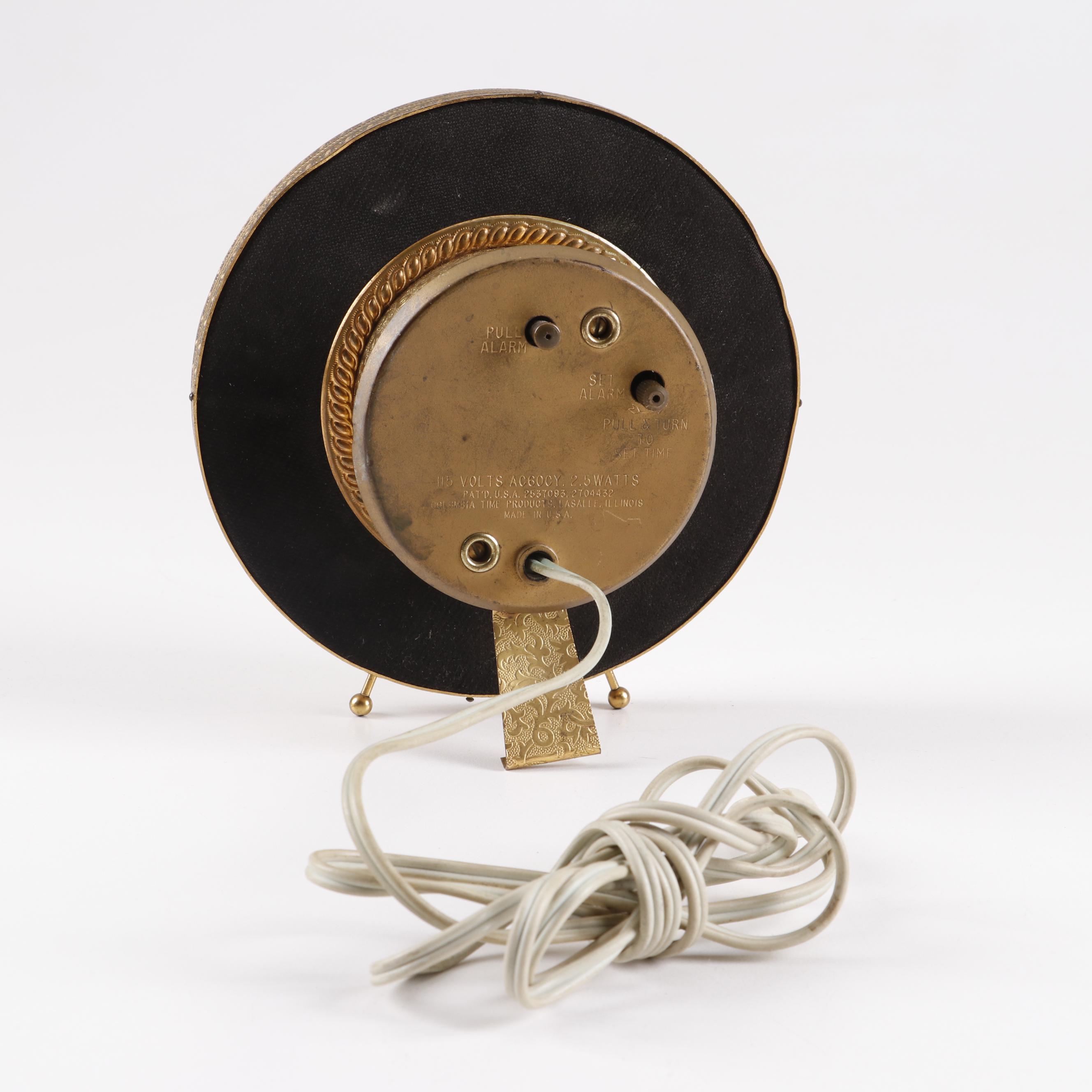 Vintage Porcelain and Brass Desk Clocks by Landex and Saks Fifth Avenue