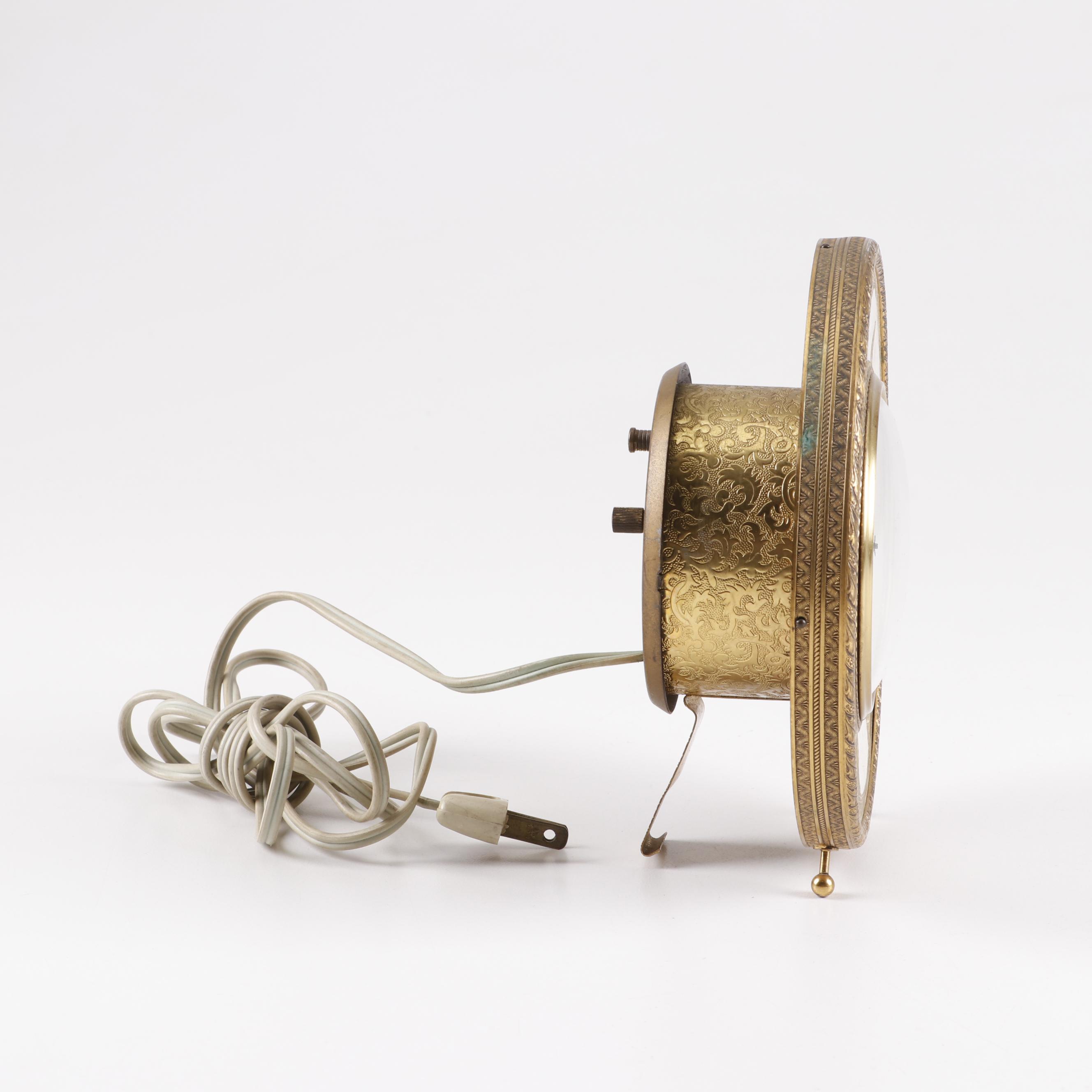 Vintage Porcelain and Brass Desk Clocks by Landex and Saks Fifth Avenue