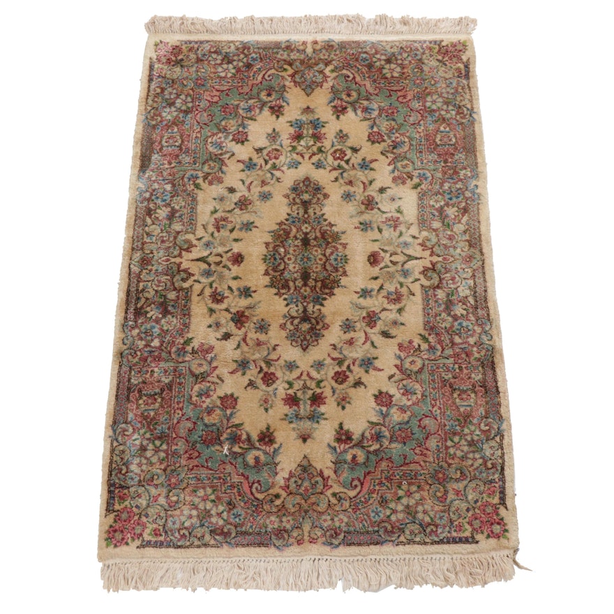 Hand-Knotted Persian Kerman Wool Rug