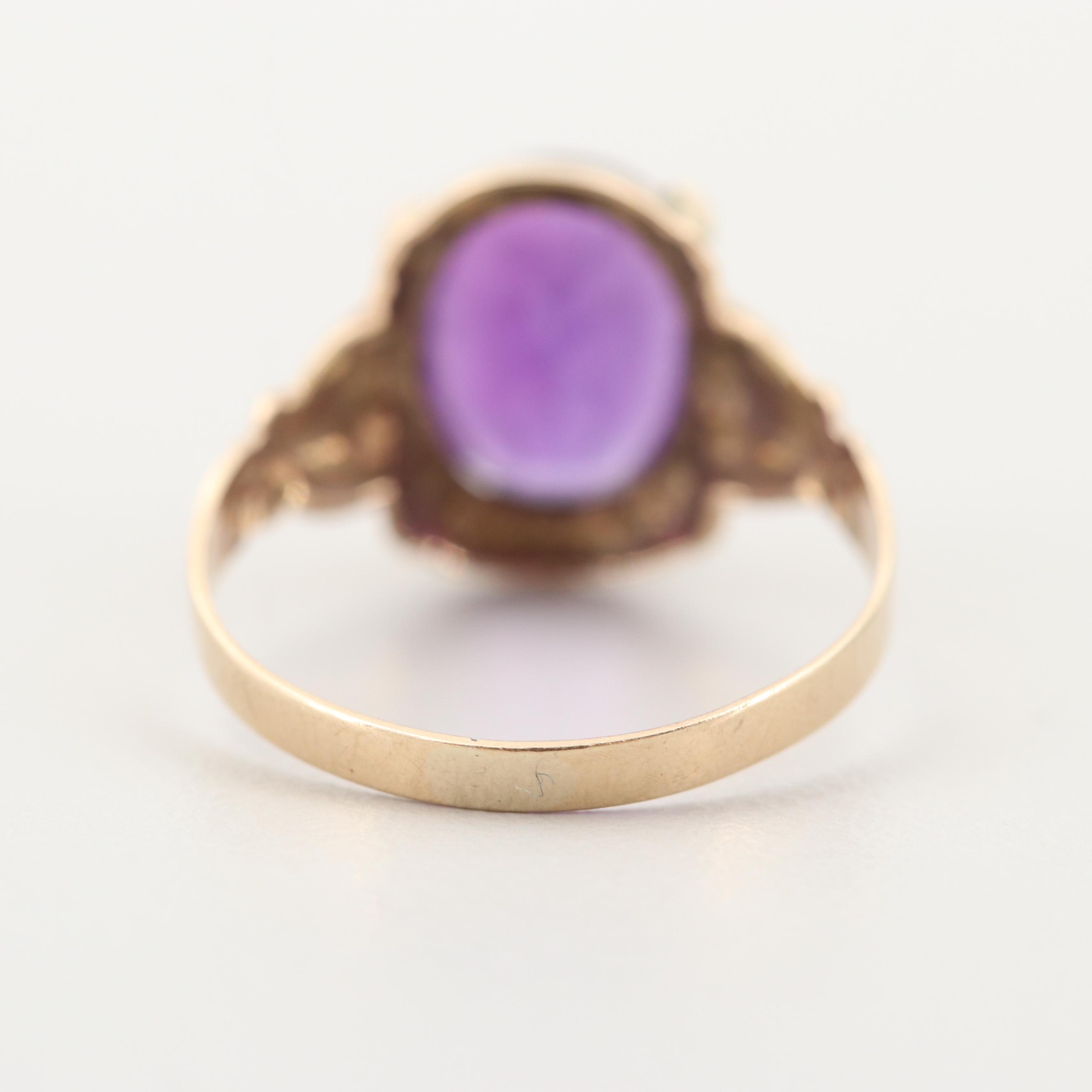 Vintage 10K Yellow Gold Amethyst Ring