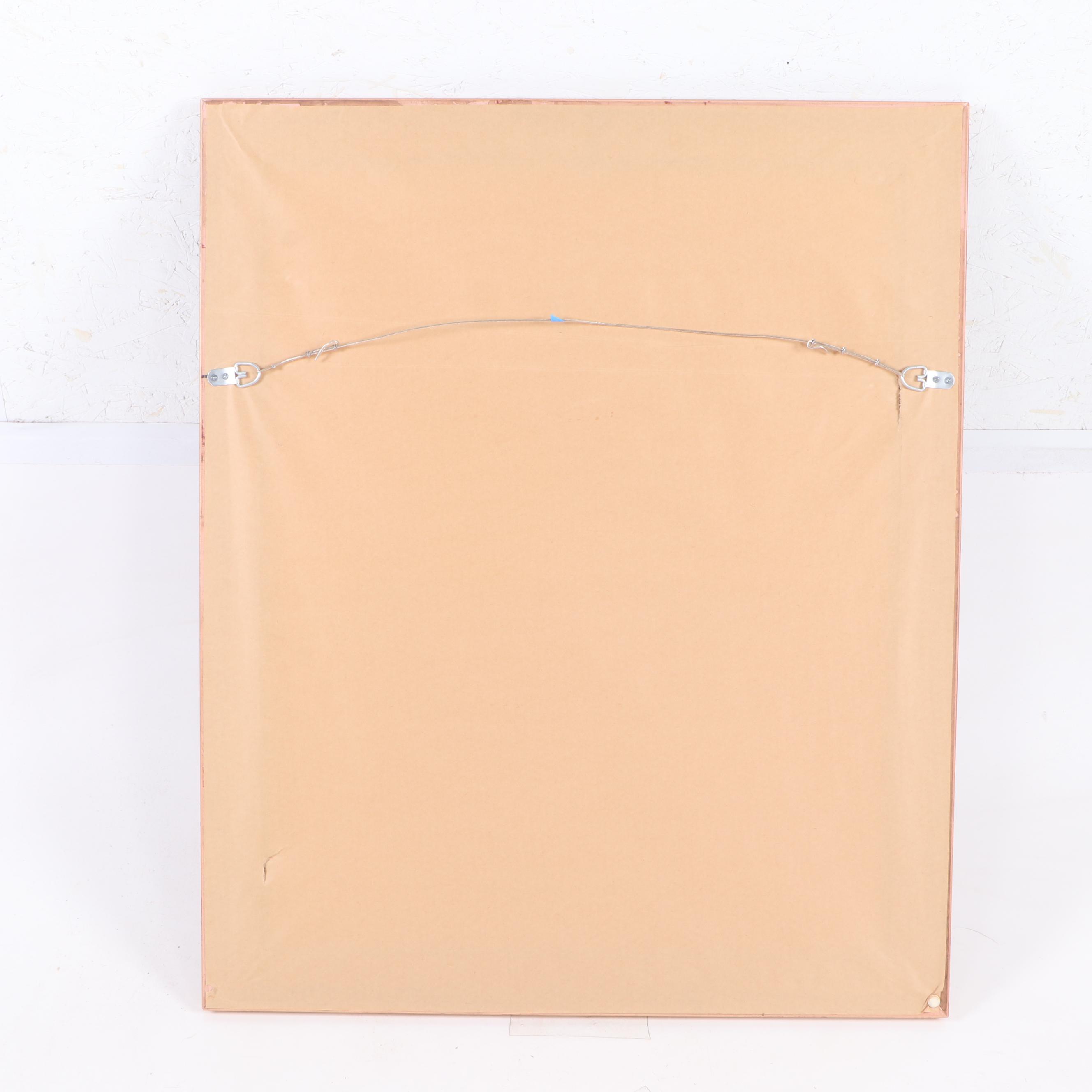 Rococo Revival Style Gold Painted Wall Mirror with Woven Toile Mat