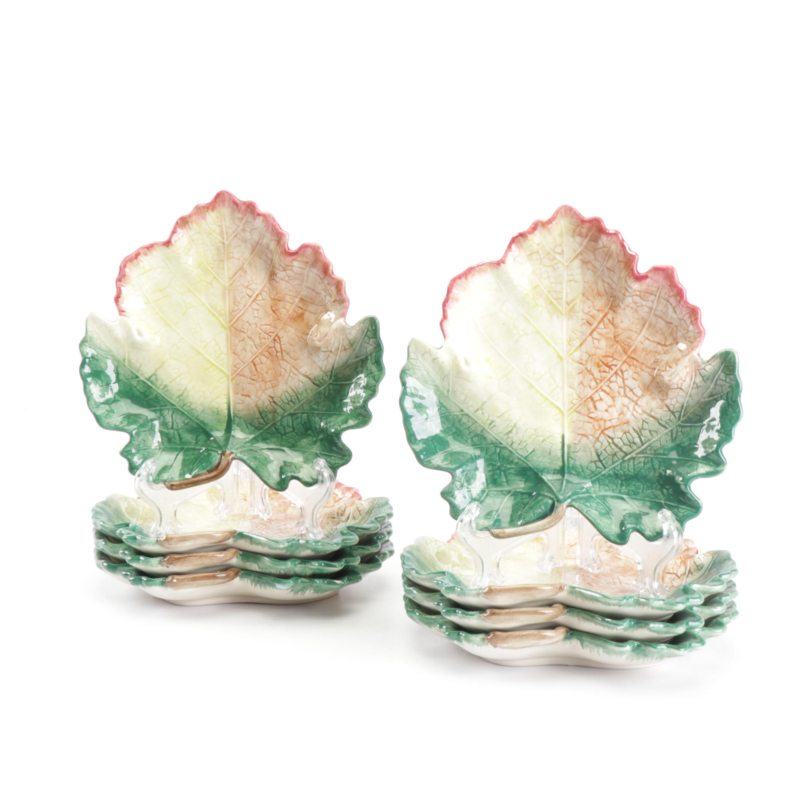 Fitz and Floyd Ironstone Leaf Shaped Plates
