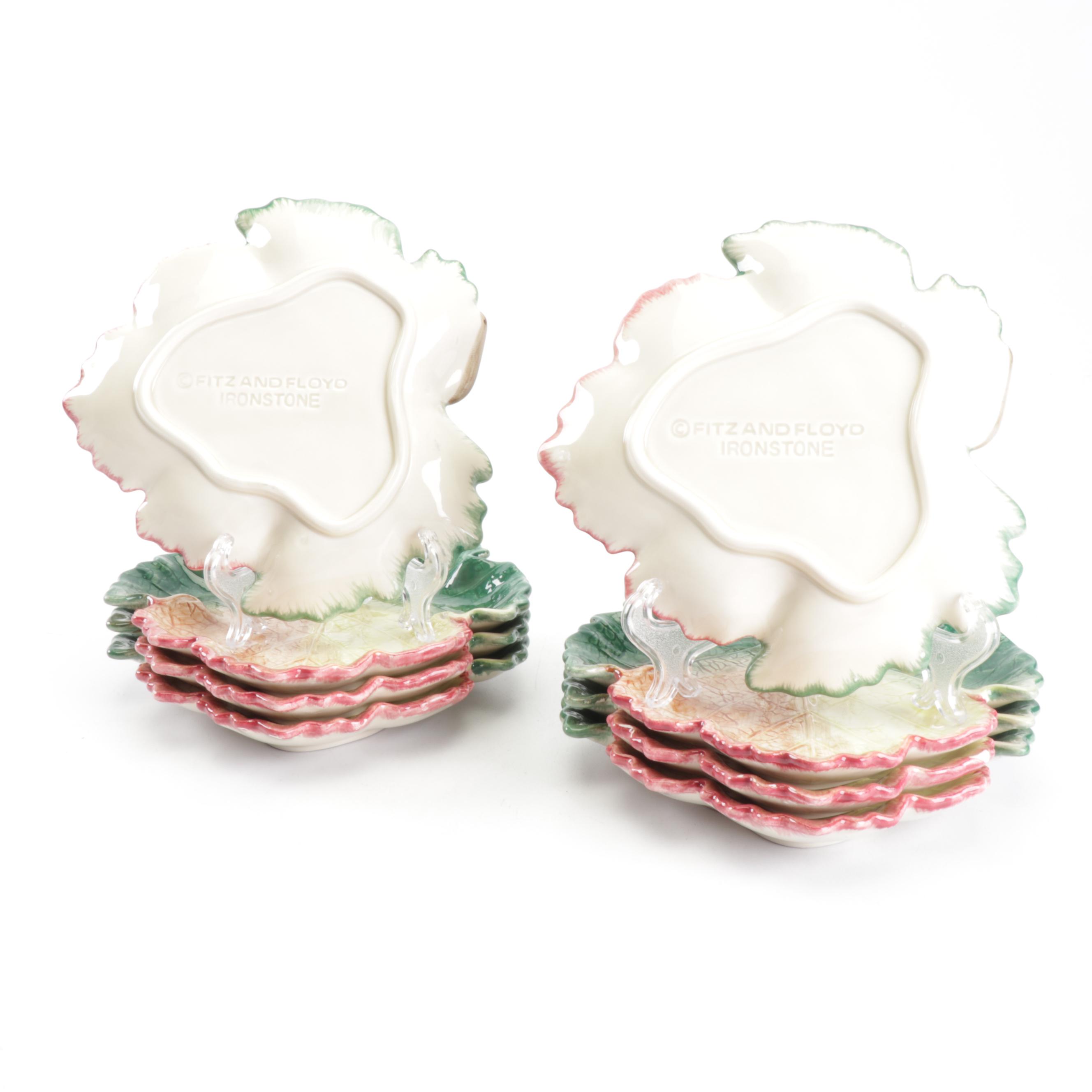 Fitz and Floyd Ironstone Leaf Shaped Plates
