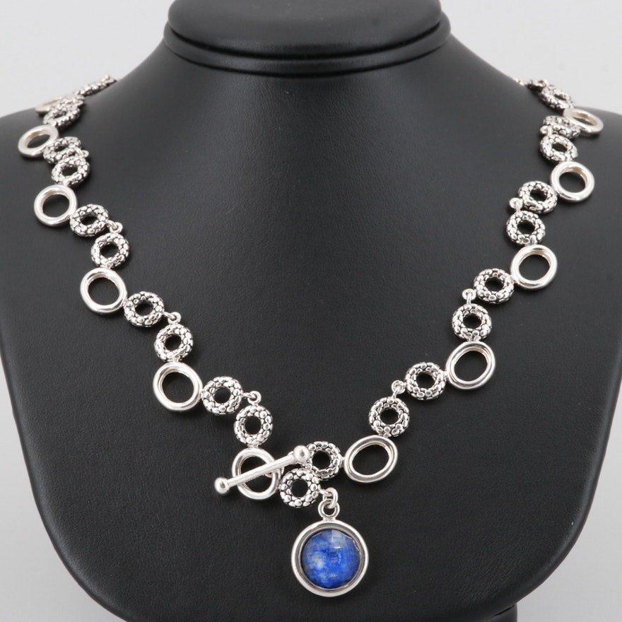 Michael Dawkins Sterling Silver Lapis Lazuli and Quartz Doublet Necklace