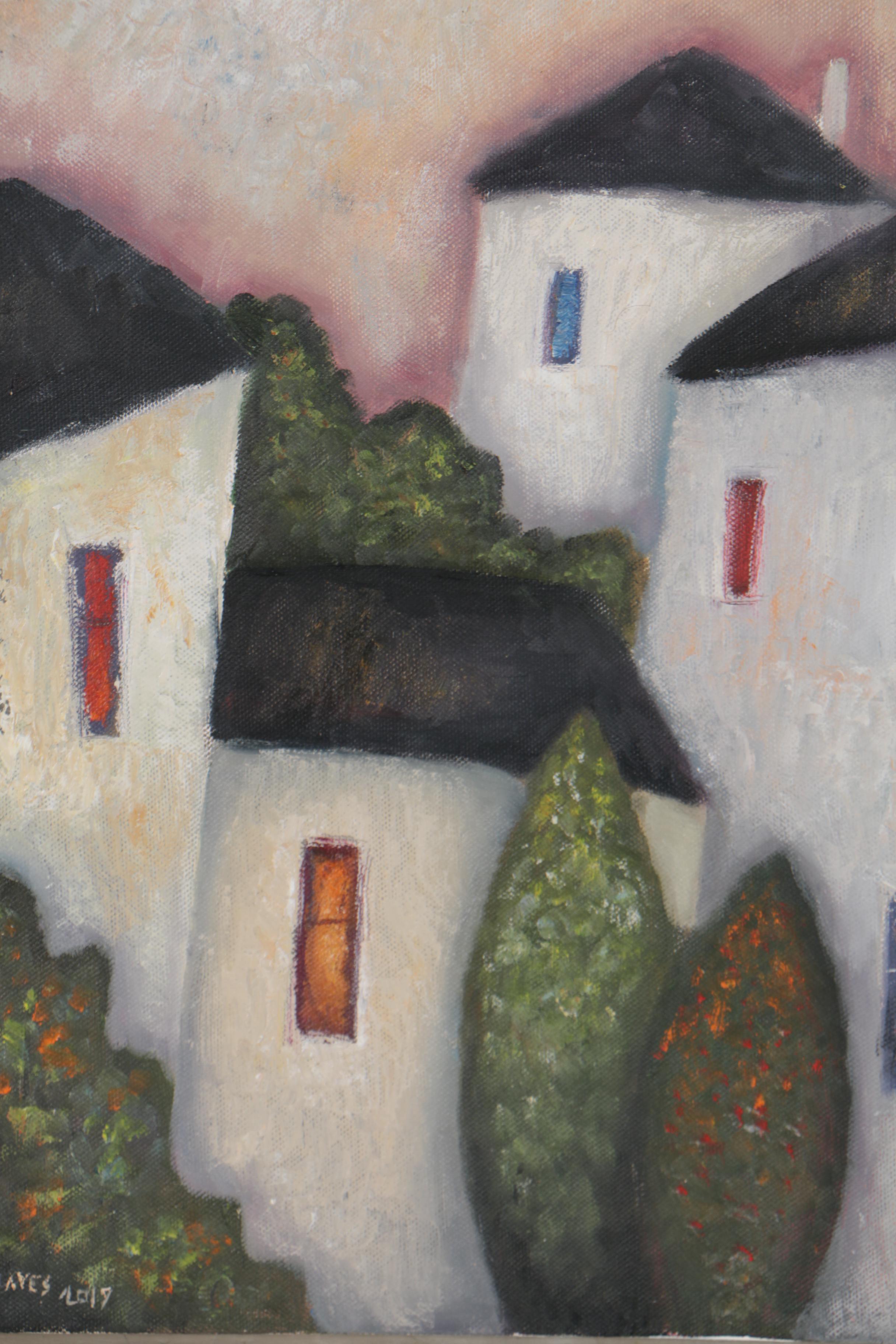 Jeremy Mayes Oil Painting "Four White Houses"