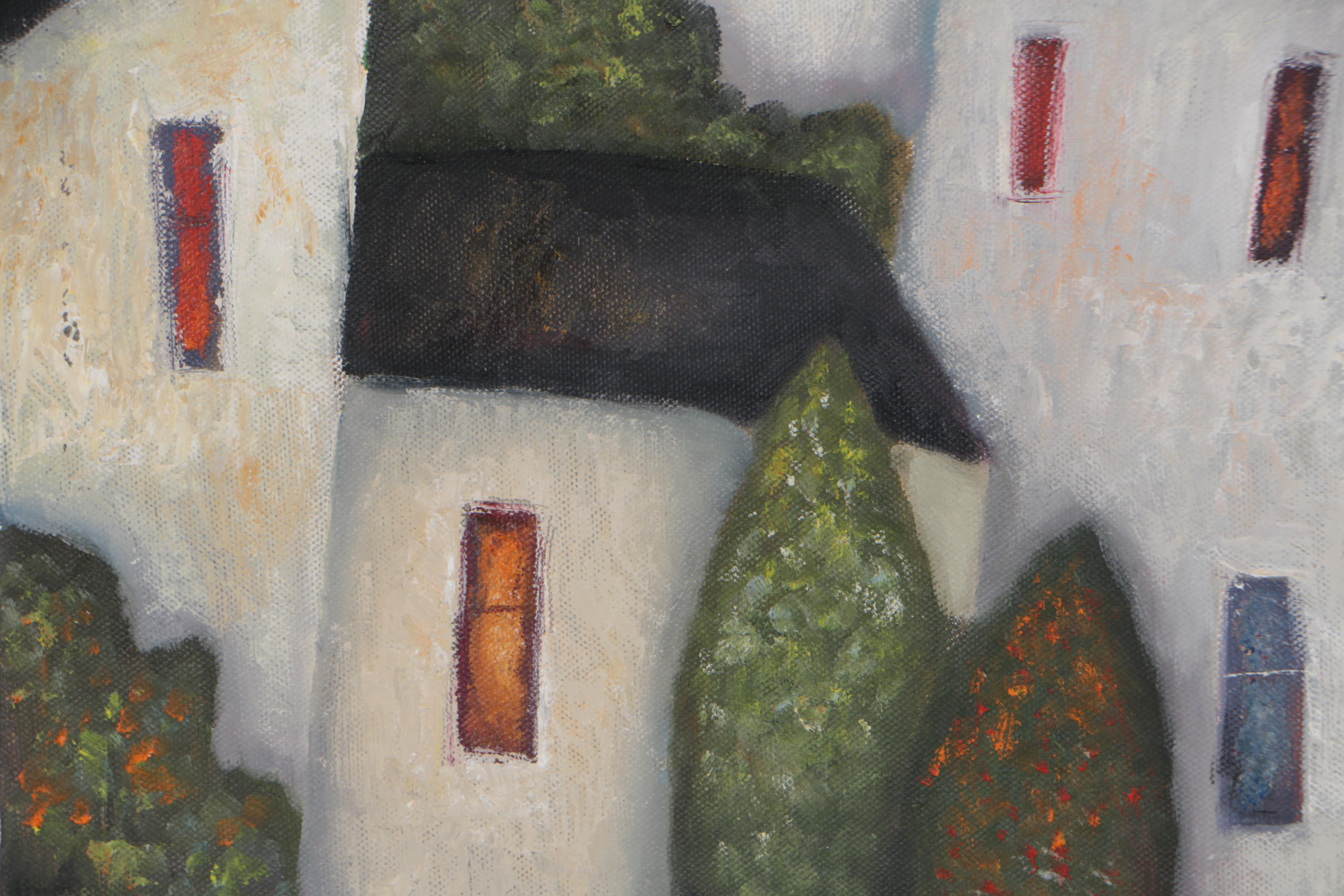 Jeremy Mayes Oil Painting "Four White Houses"