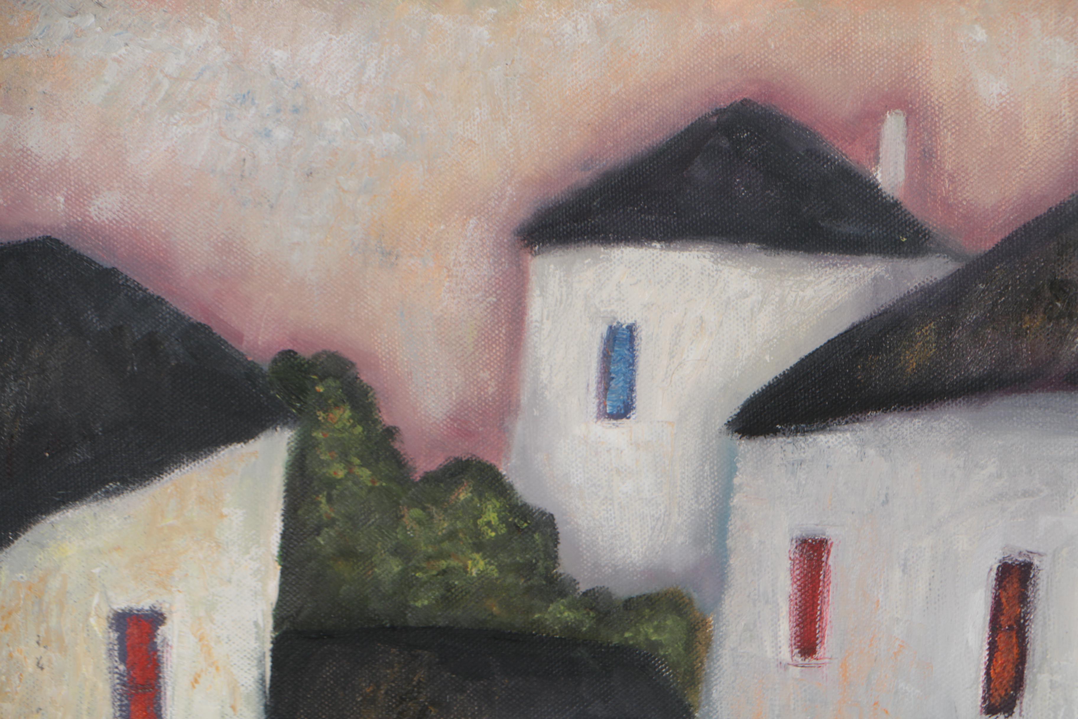 Jeremy Mayes Oil Painting "Four White Houses"