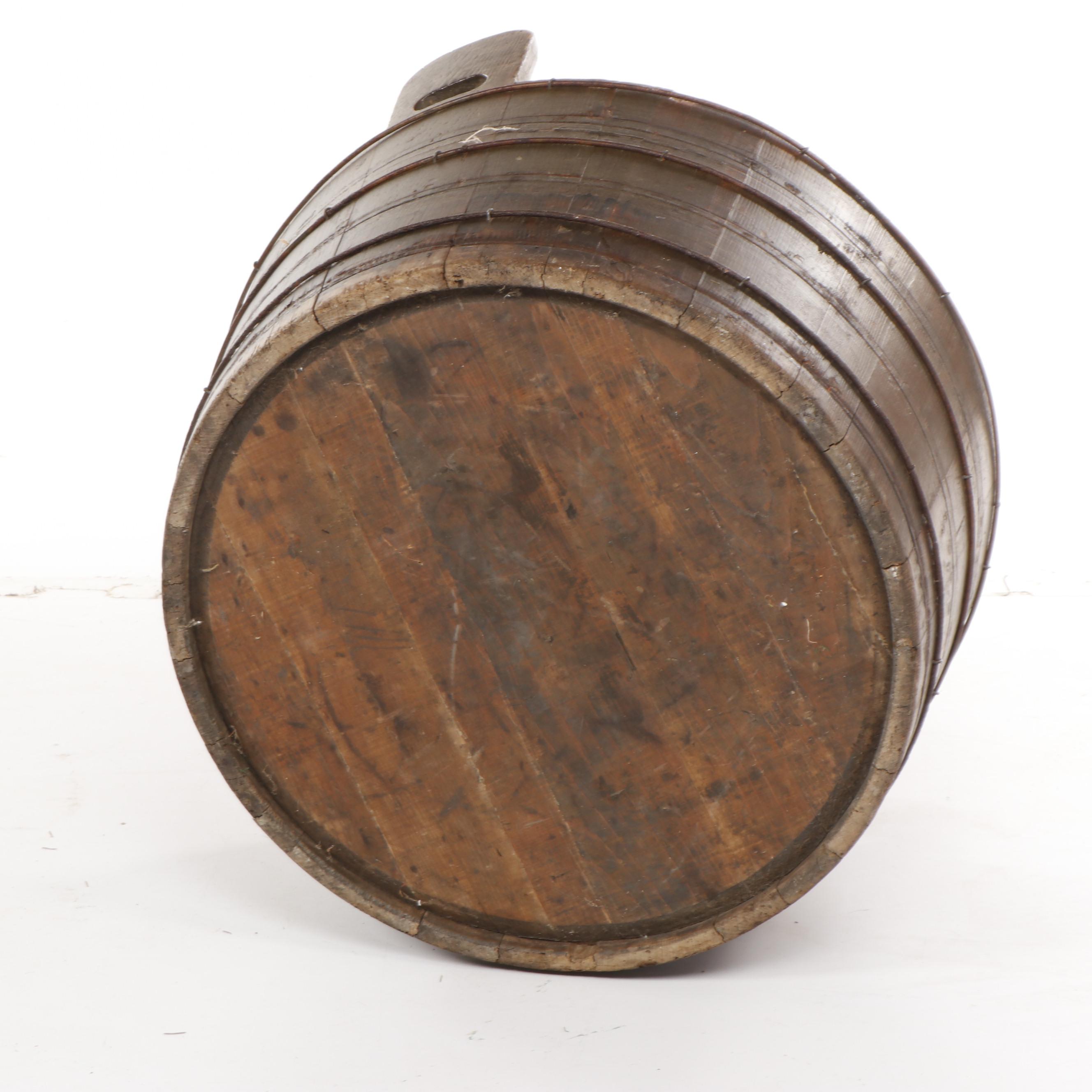 Large Vintage Wooden Buckets, Set of Two