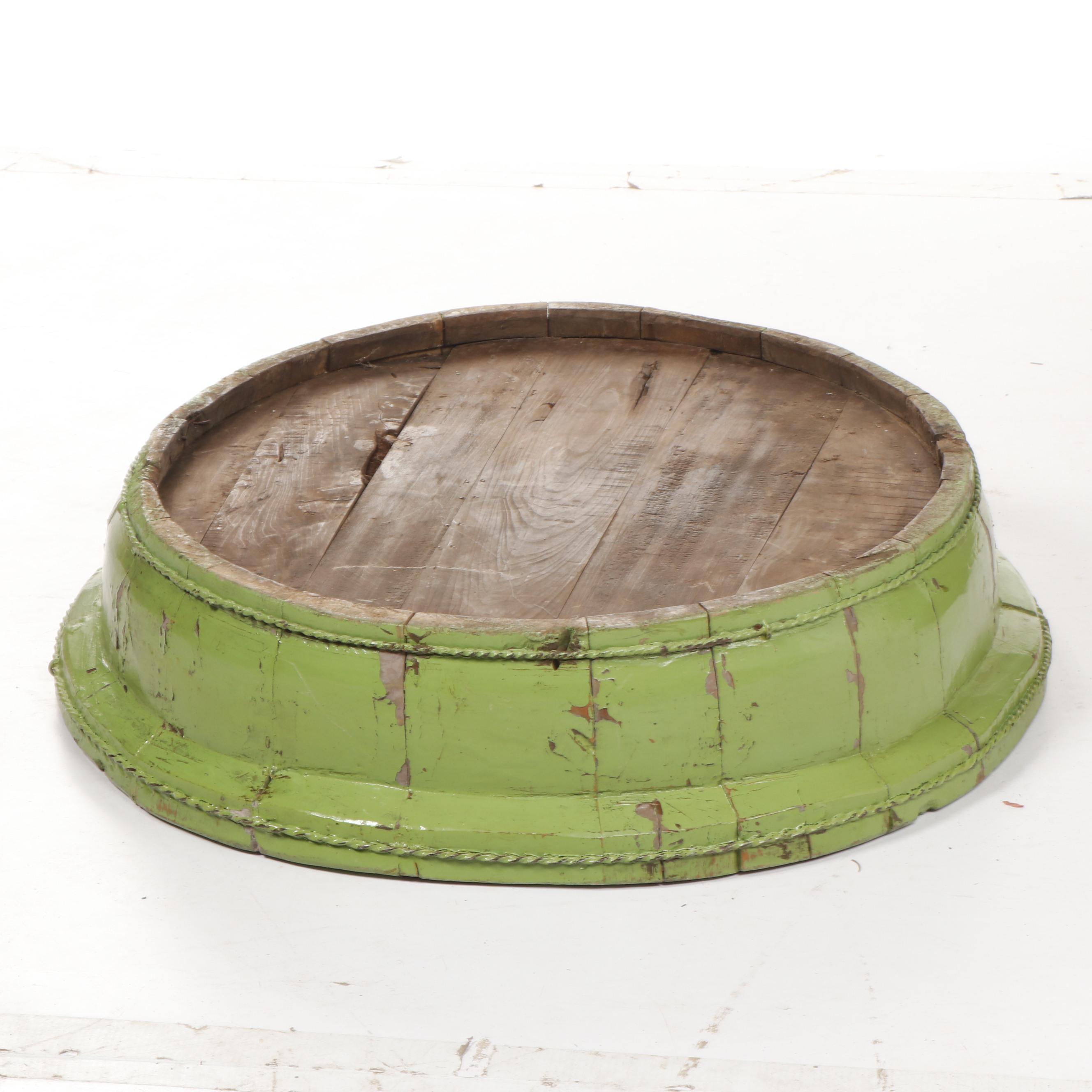 Large Vintage Wooden Buckets, Set of Two