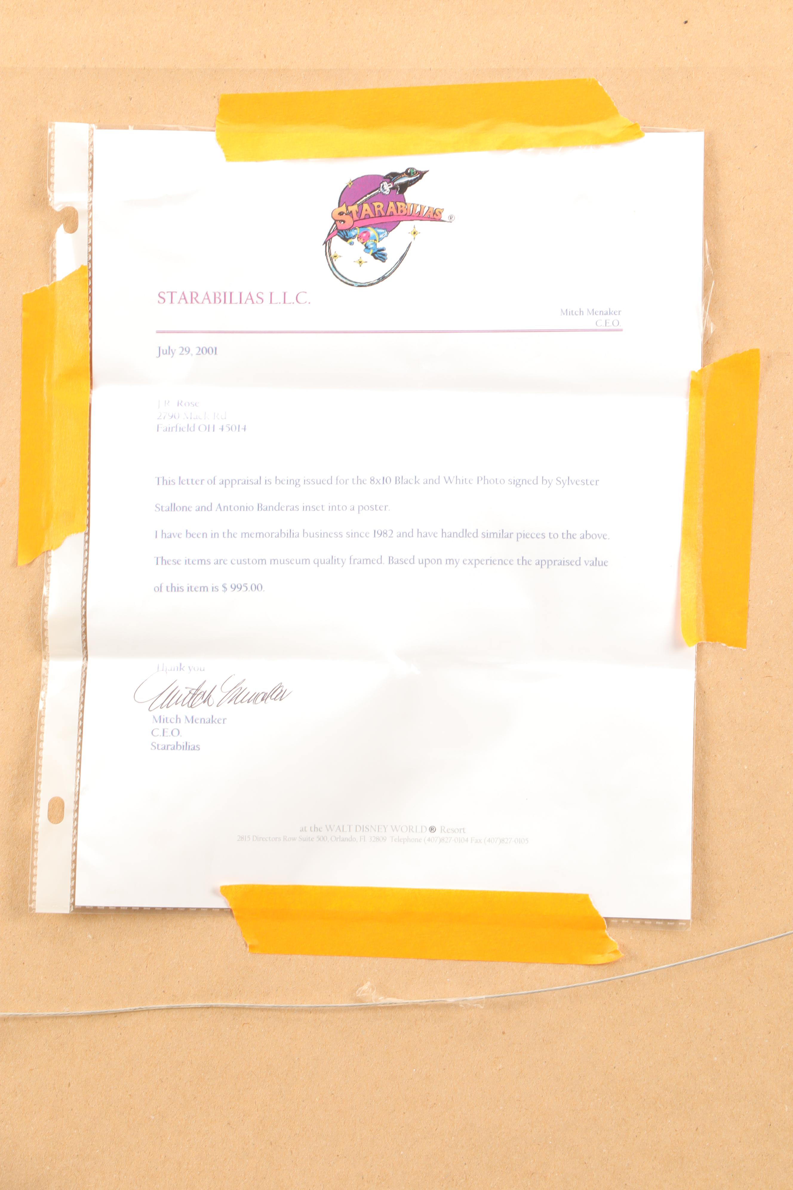 Sylvester Stallone and Antonio Banderas Signed "Assassins" Movie Poster