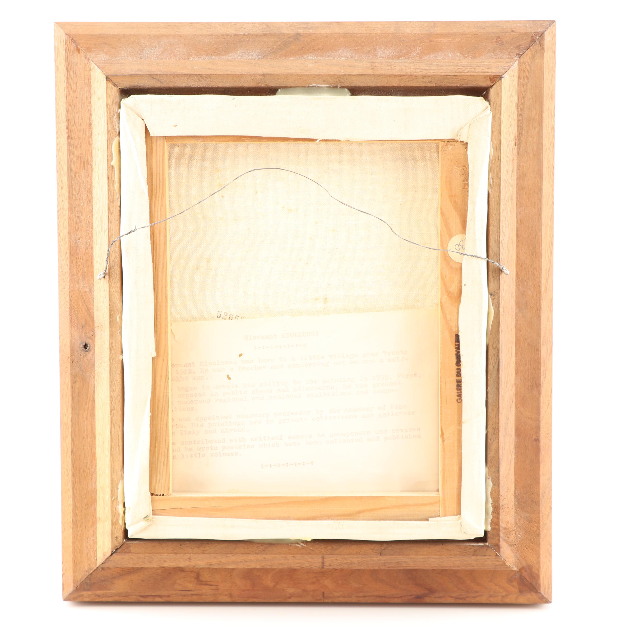 Giovanni Nicolussi Oil Painting of Two Young Girls Under an Umbrella