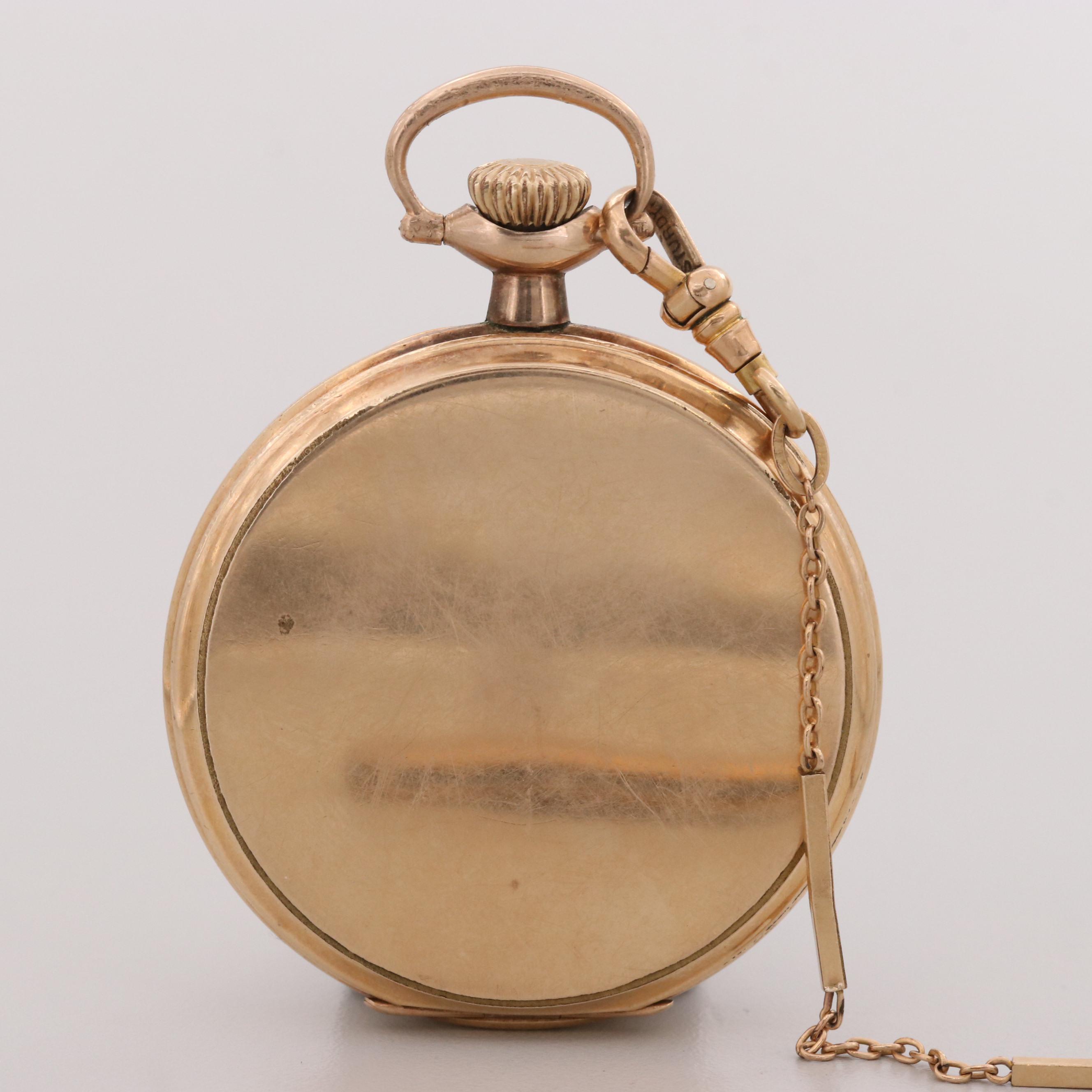 Vintage Illinois Gold Filled Open Face Pocket Watch With Chain and Hayward Knife