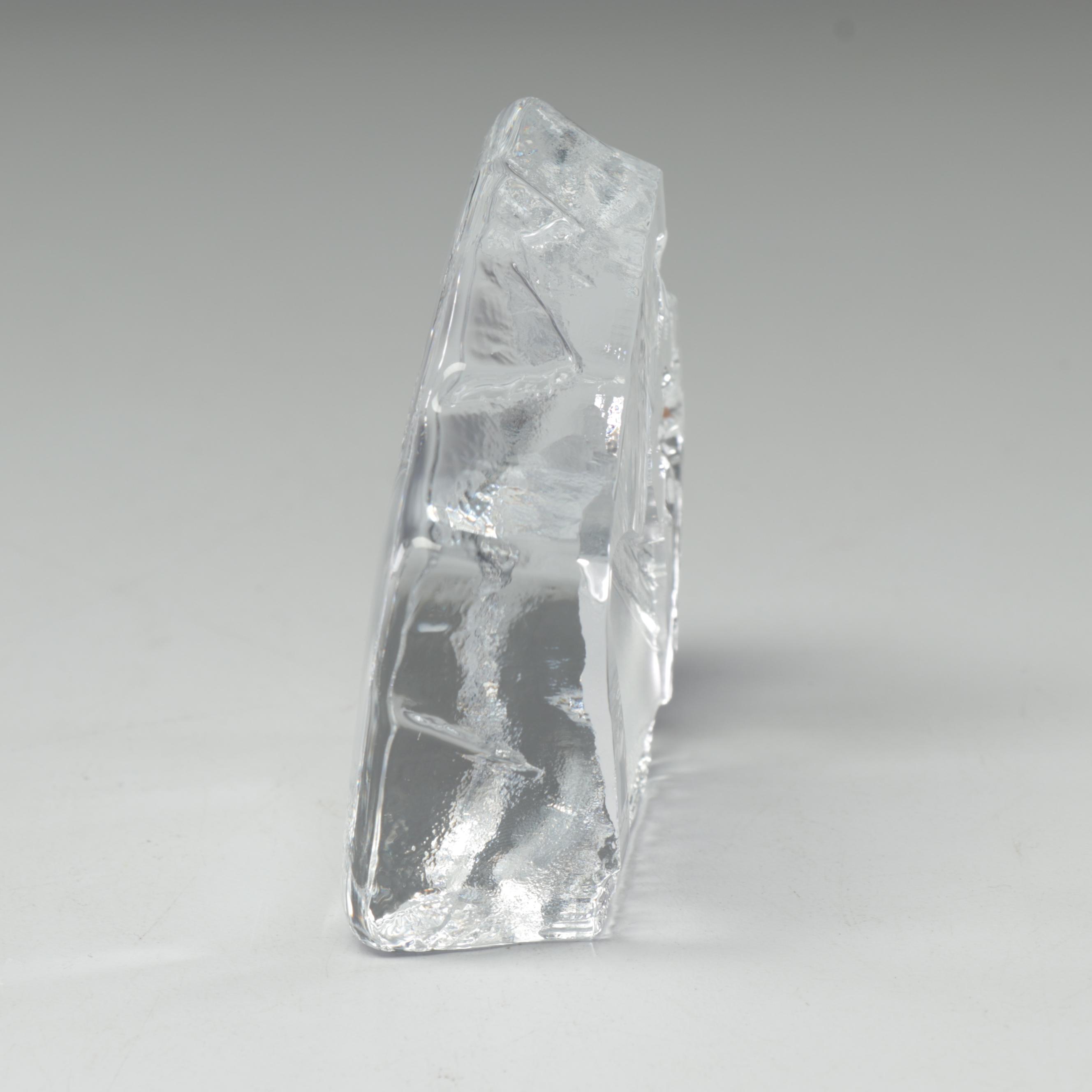 Swedish Nybro Crystal "Yacht" Block Paperweight