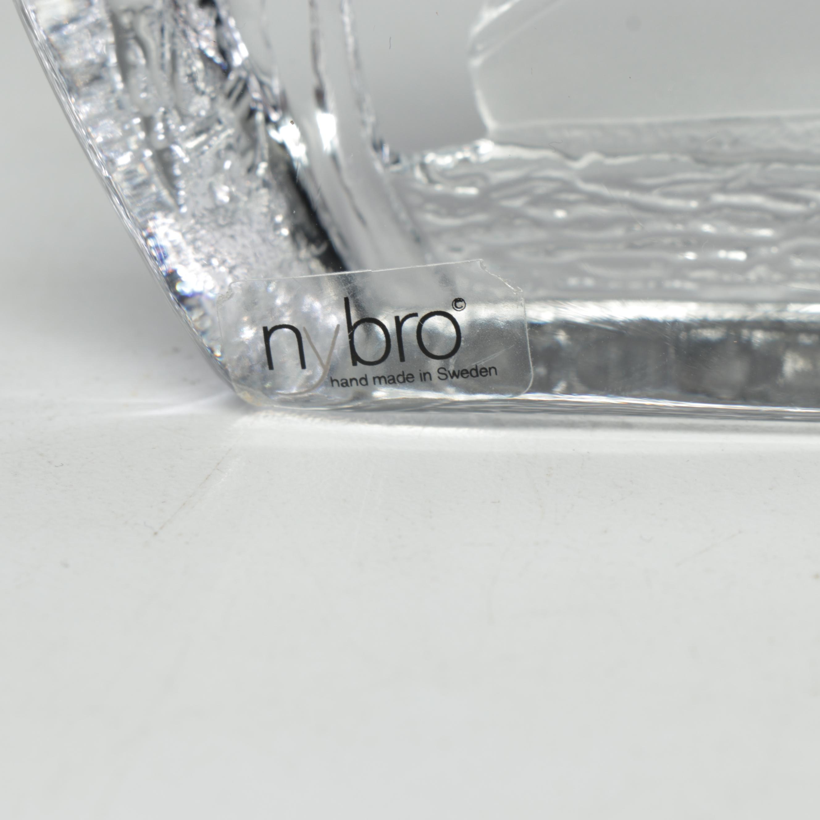 Swedish Nybro Crystal "Yacht" Block Paperweight