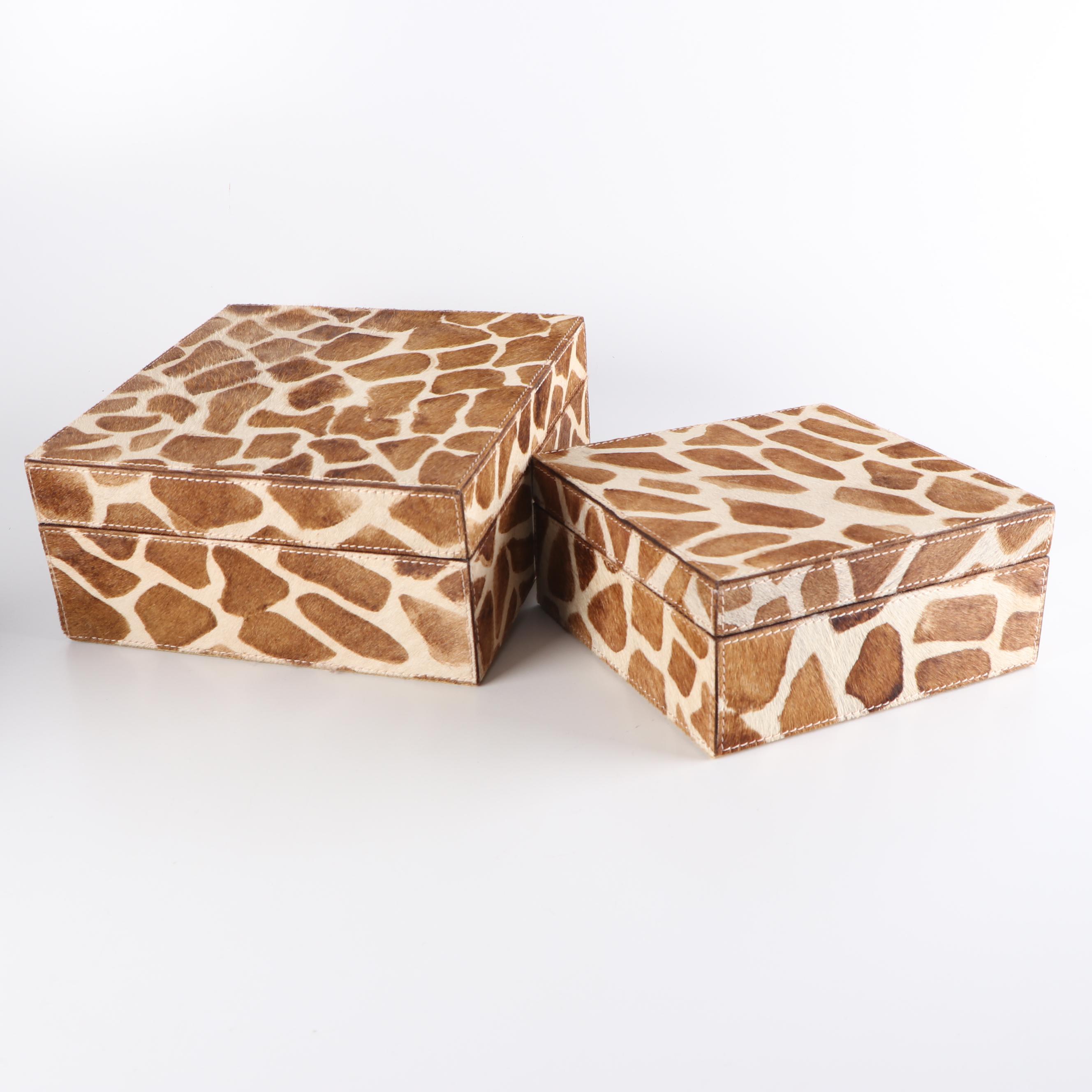 Nested Hide Boxes with Stenciled Giraffe Hide Pattern