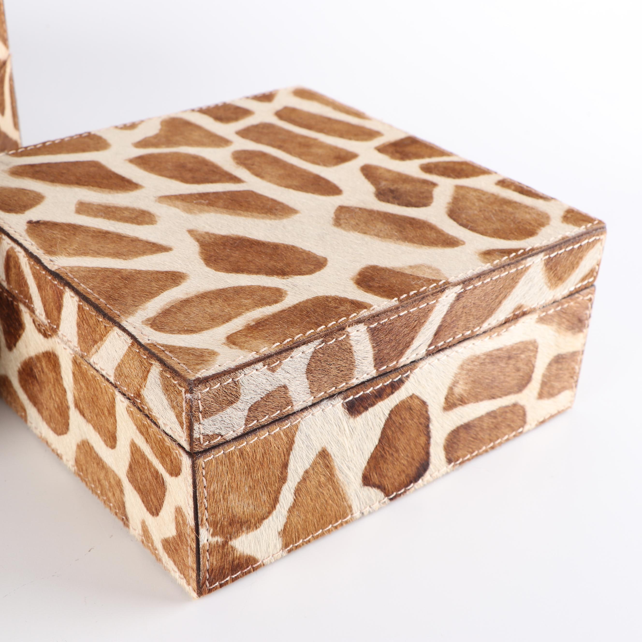 Nested Hide Boxes with Stenciled Giraffe Hide Pattern