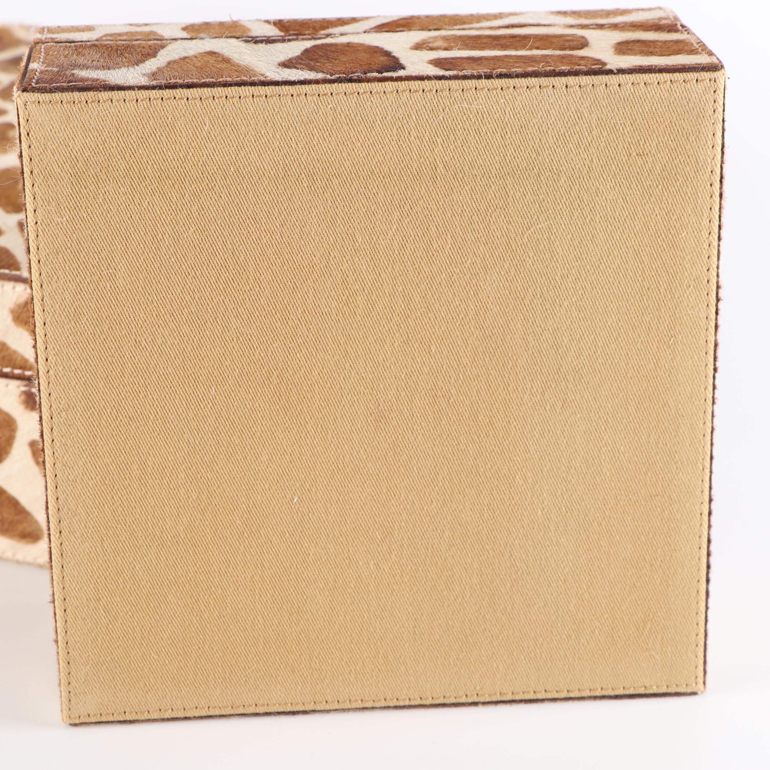 Nested Hide Boxes with Stenciled Giraffe Hide Pattern