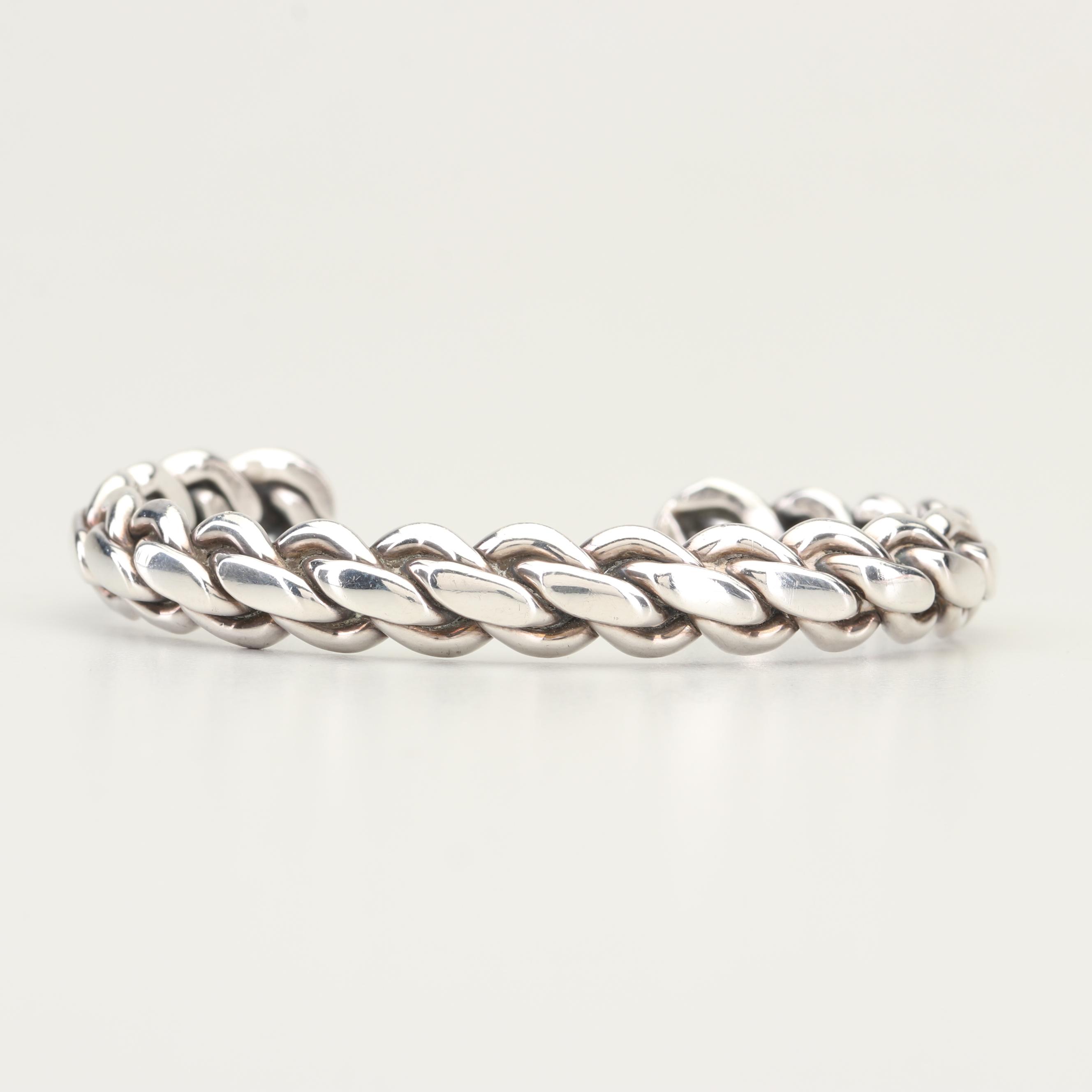 HRM Sterling Silver Braided Cuff Bracelet