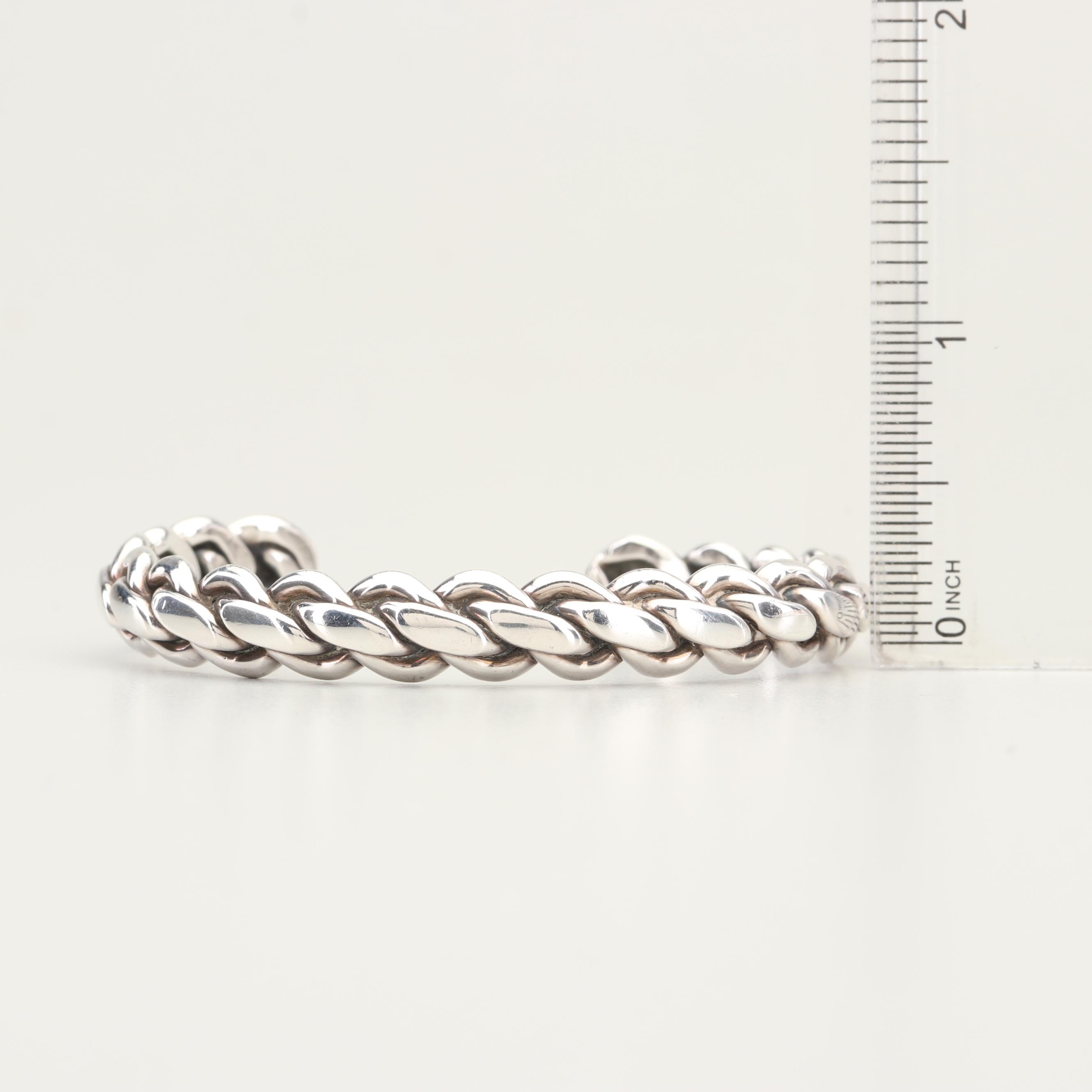 HRM Sterling Silver Braided Cuff Bracelet