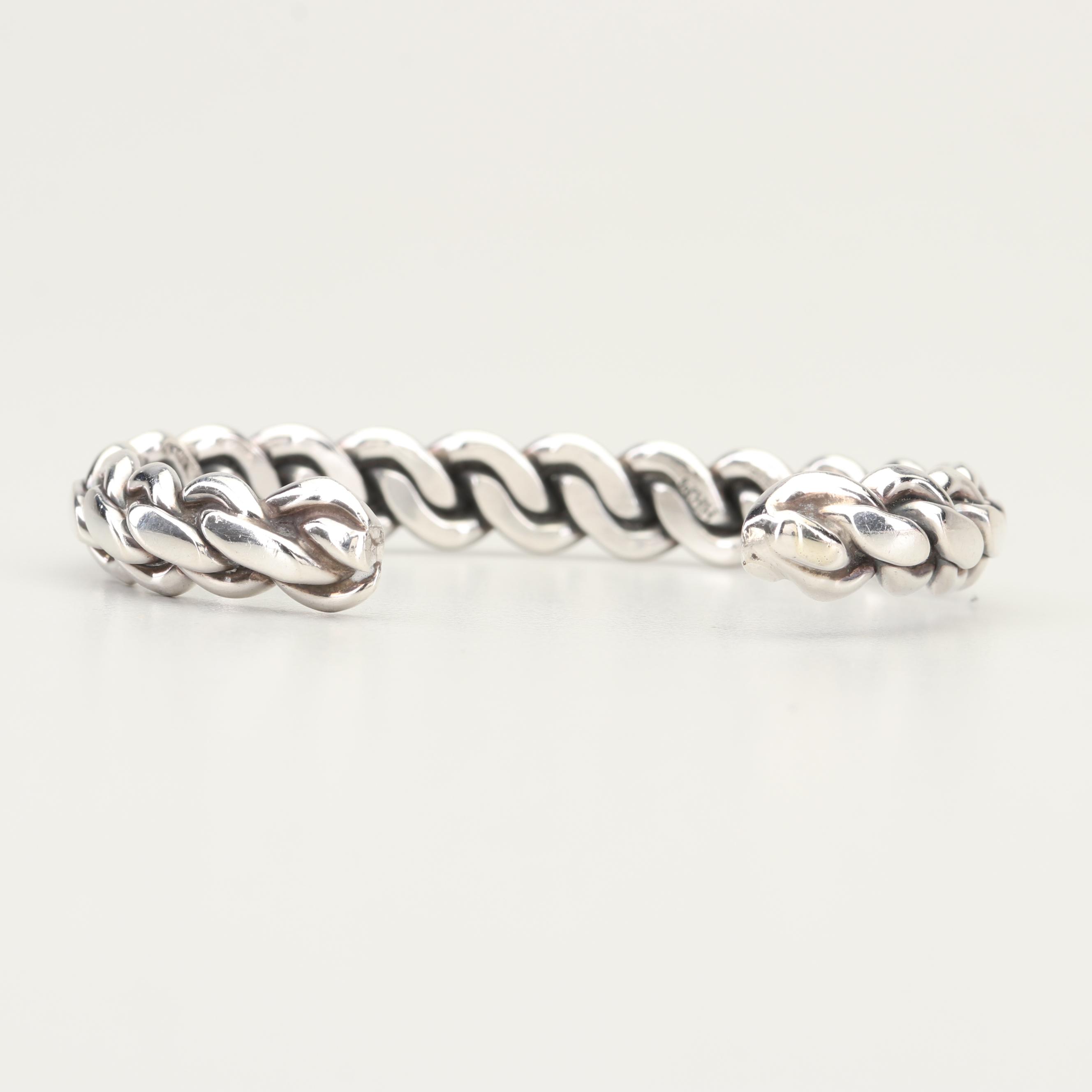 HRM Sterling Silver Braided Cuff Bracelet