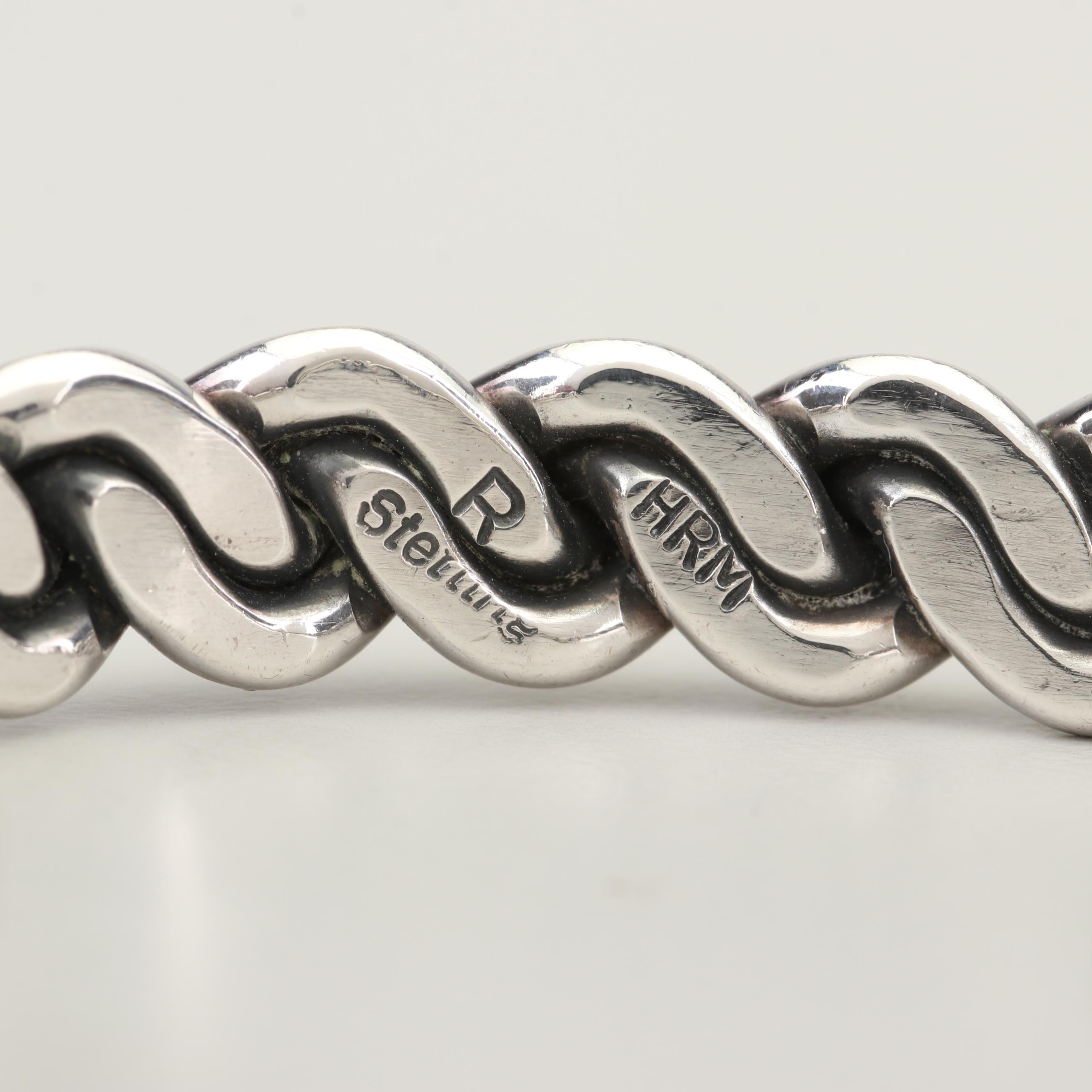HRM Sterling Silver Braided Cuff Bracelet