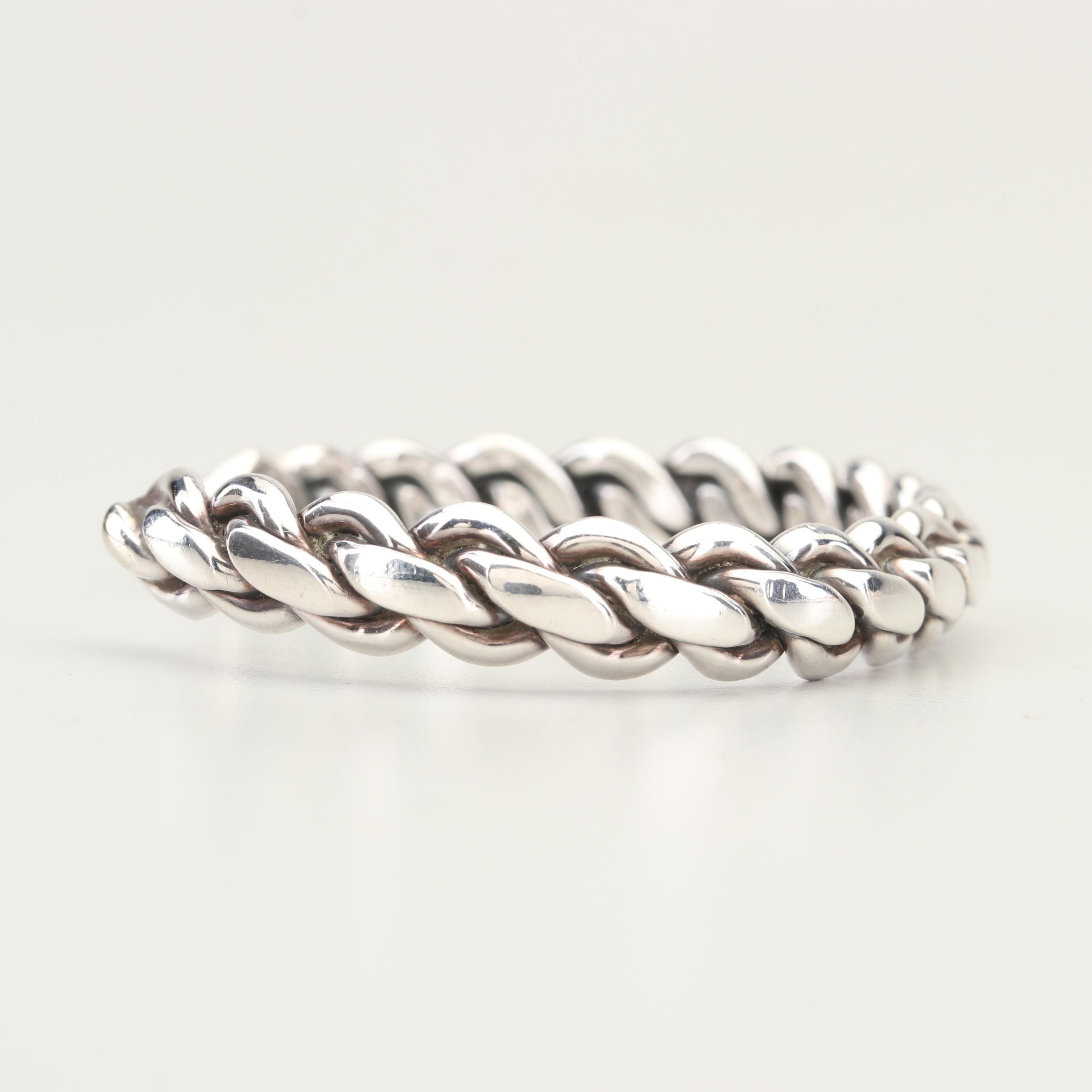 HRM Sterling Silver Braided Cuff Bracelet