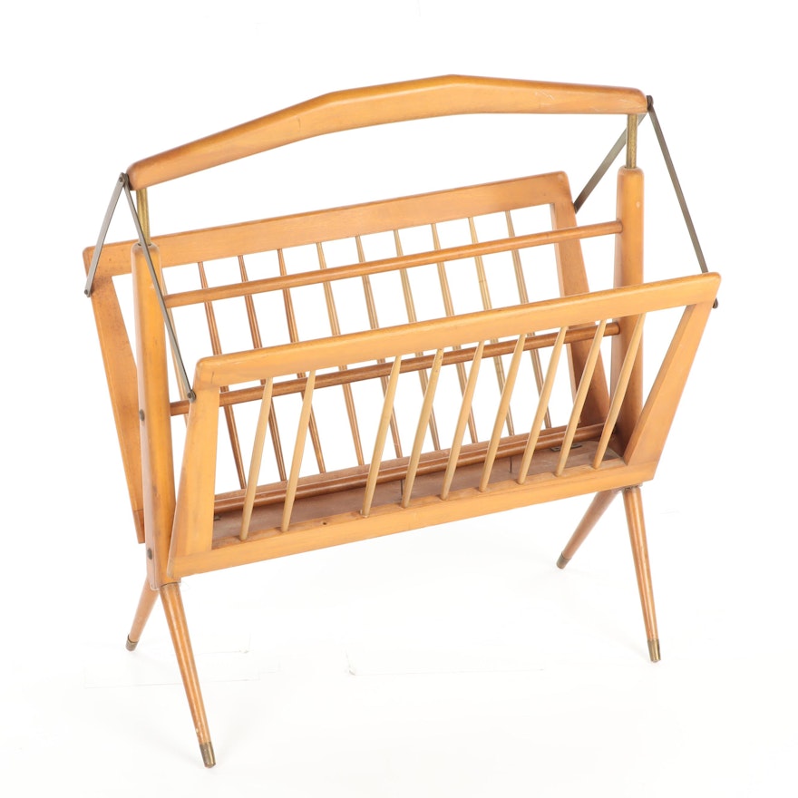 Fada Italian Mid Century Modern Teak Folding Magazine Rack