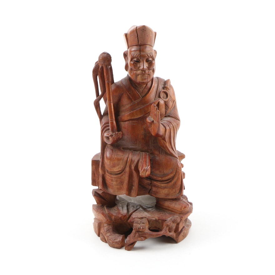 Chinese Carved Wood Seated Figure