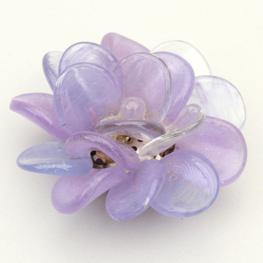 Chanel Purple Flower Petal Converter Brooch