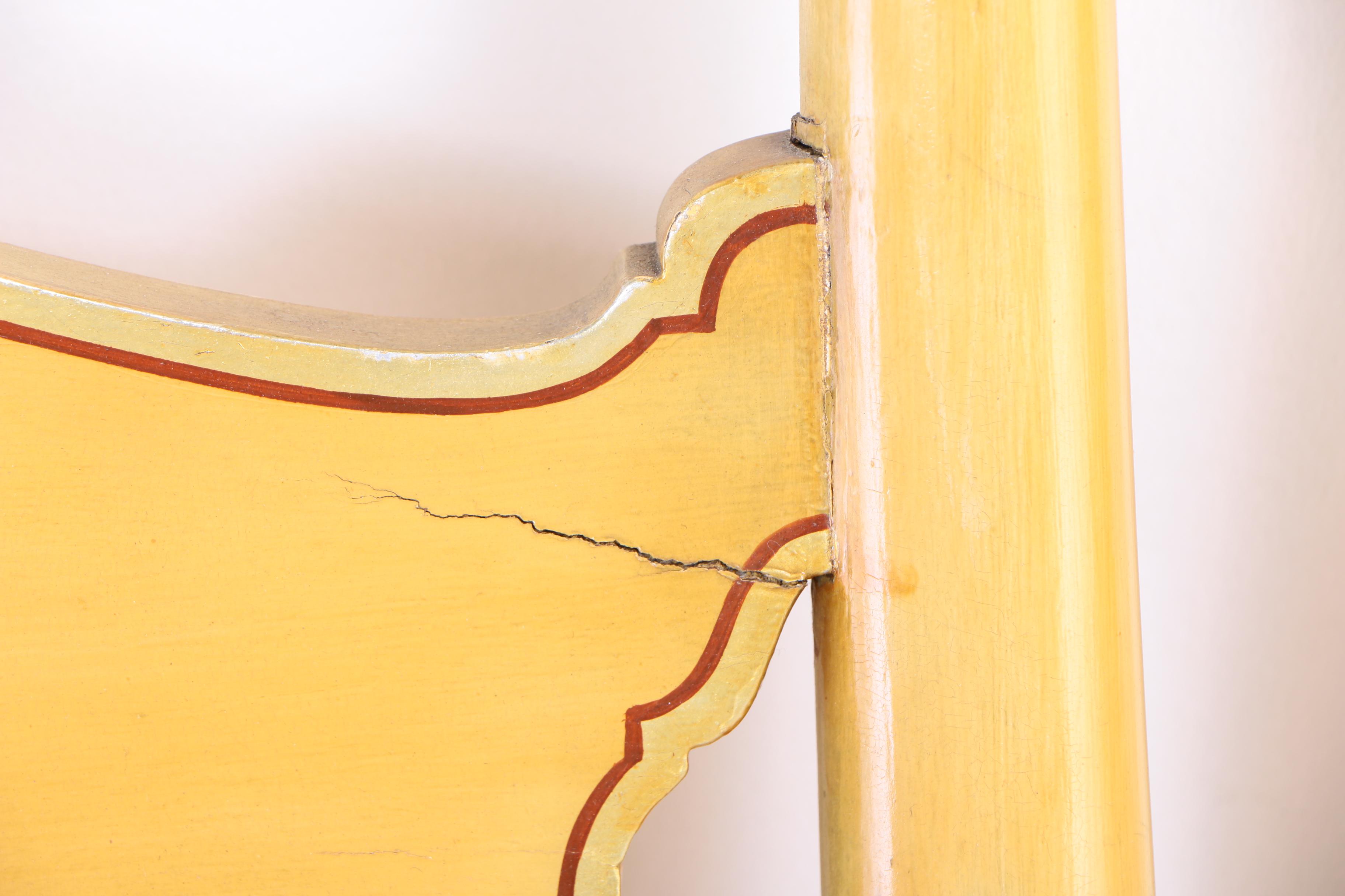 Paint-Decorated and Parcel-Gilt Four-Post Twin Size Bed Frame