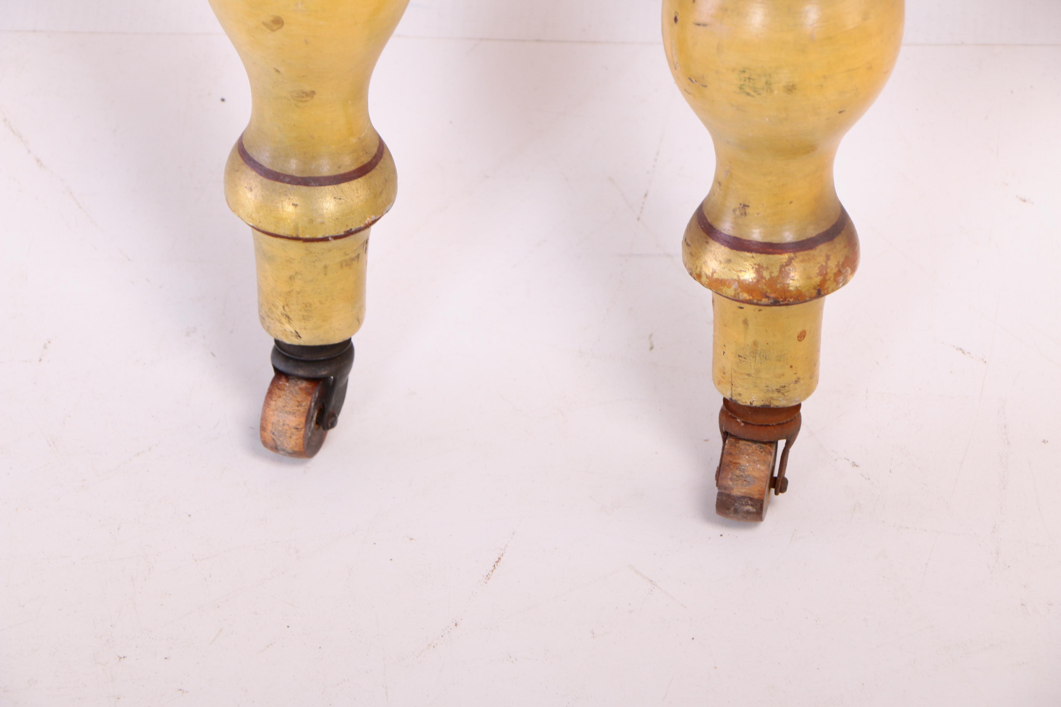 Paint-Decorated and Parcel-Gilt Four-Post Twin Size Bed Frame