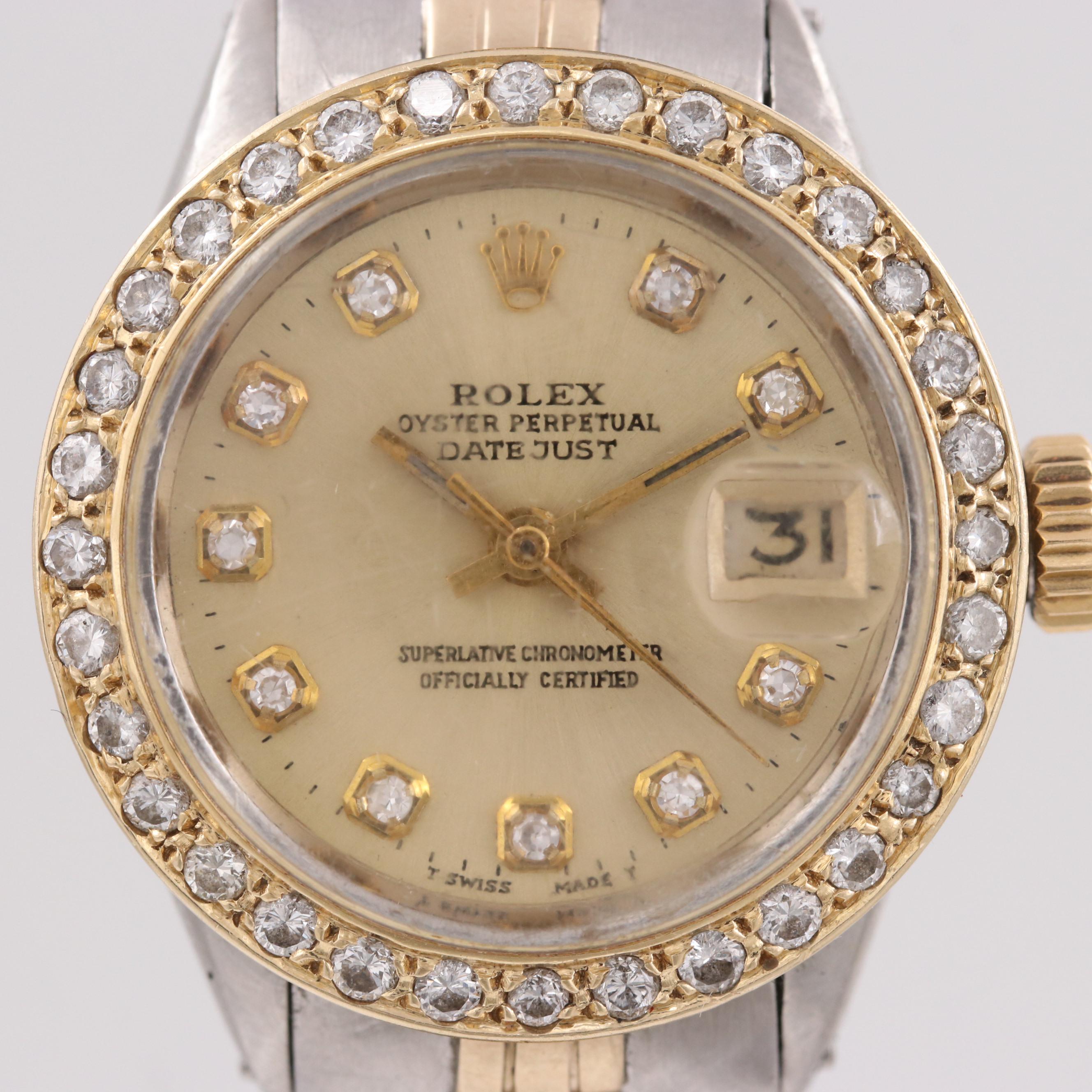 Rolex Datejust Watch With Diamond Bezel and Dial, 1969