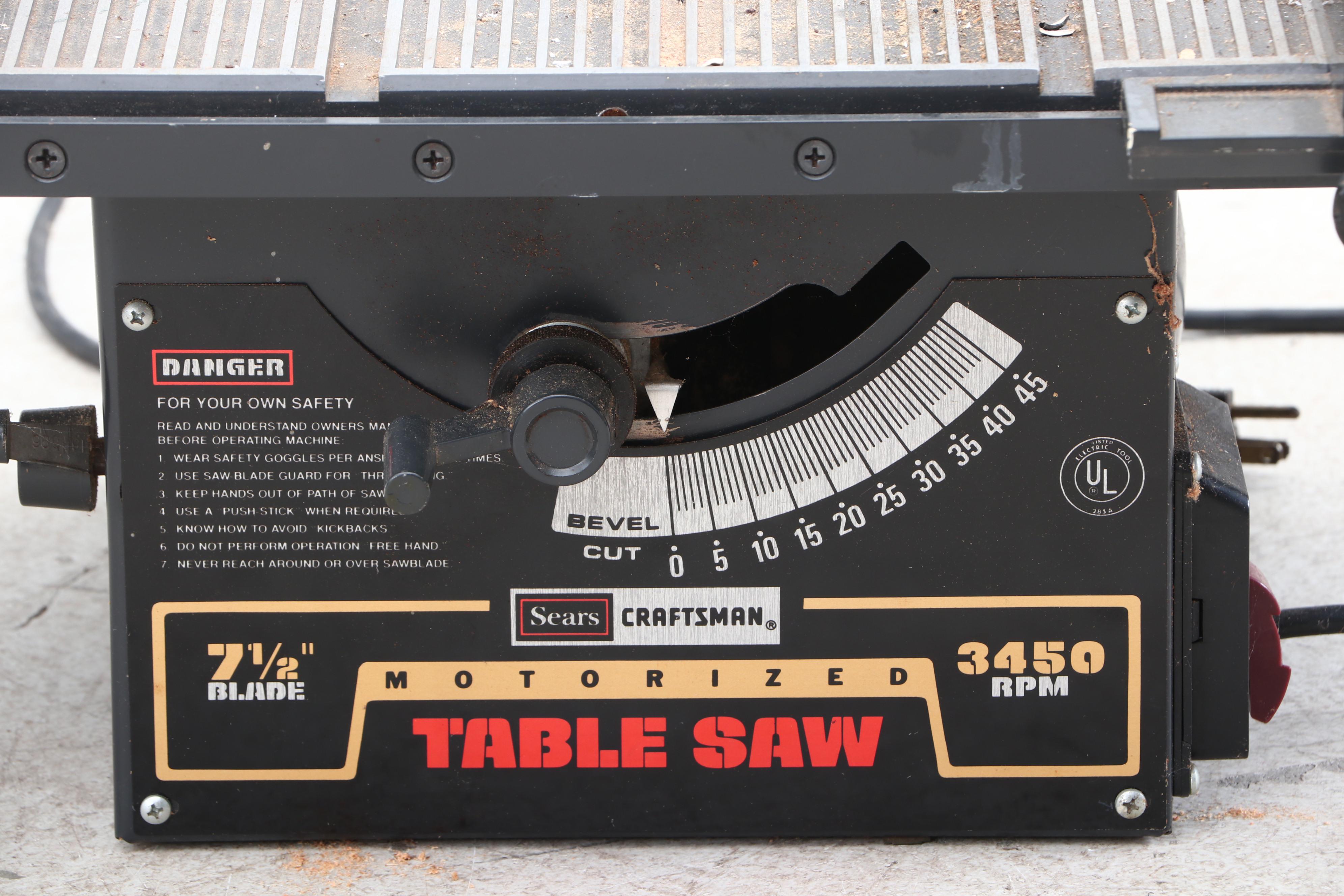 Sears Craftsman 7.5" Blade Bevel Cut Table Saw