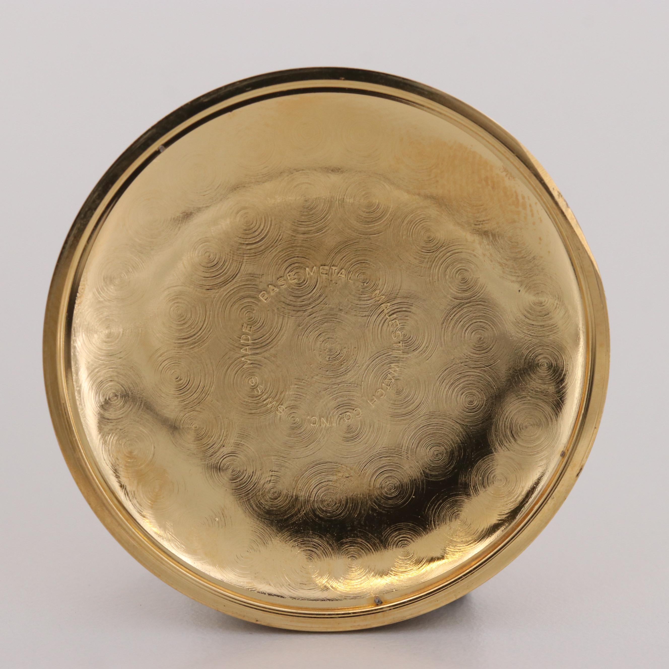 Majesti Gold Tone Quartz Open Face Pocket Watch With Fob Chain