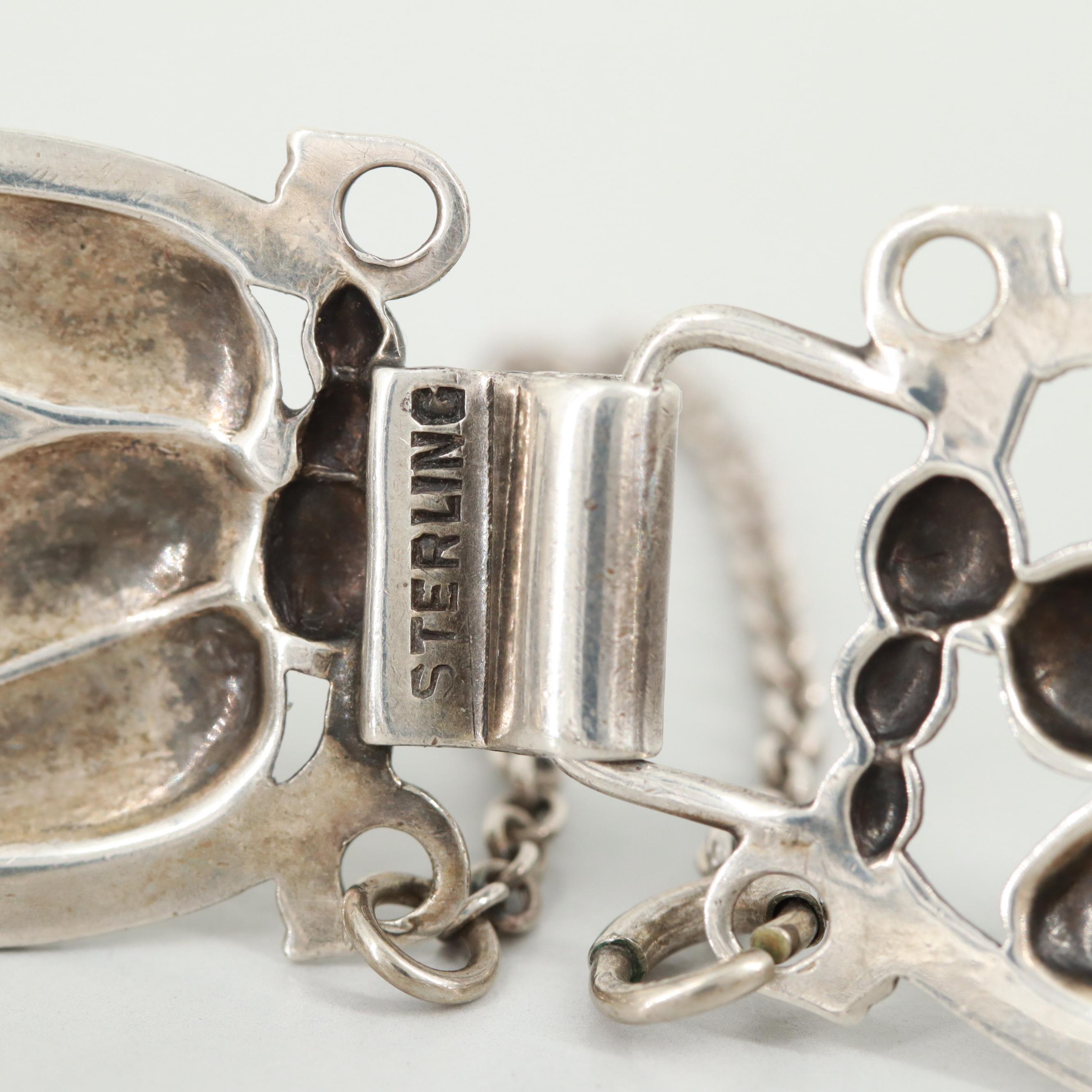 Scandinavian Style Sterling Silver Leaf Motif Bracelet