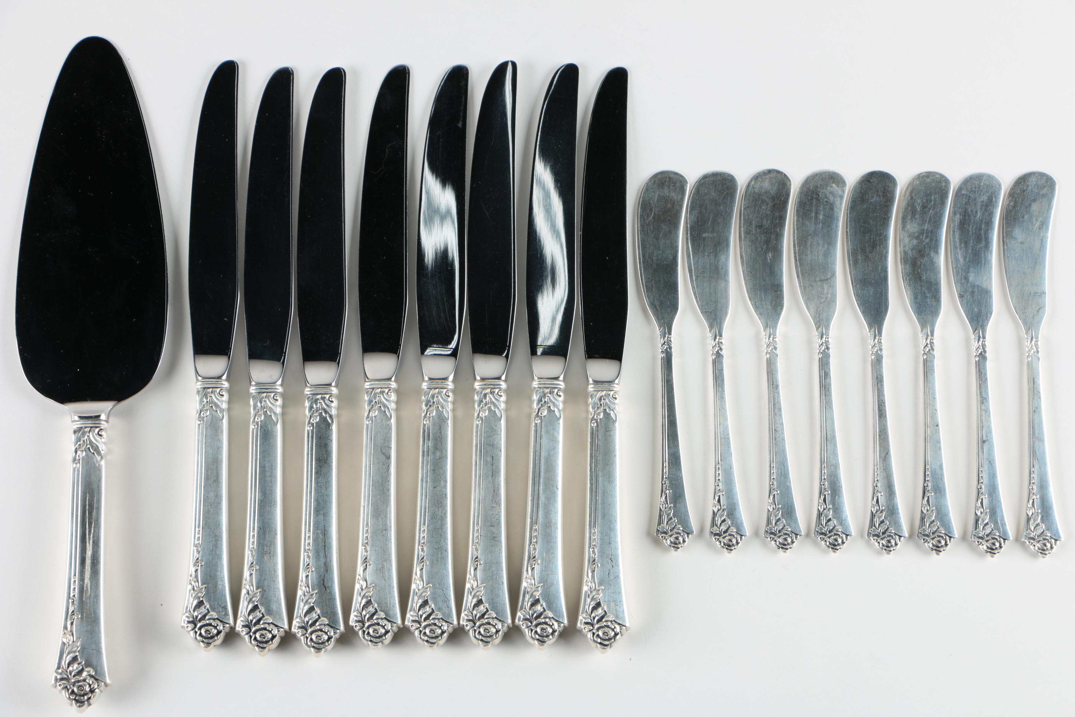 Oneida "Damask Rose" Sterling Silver Flatware for Eight and Serving Pieces