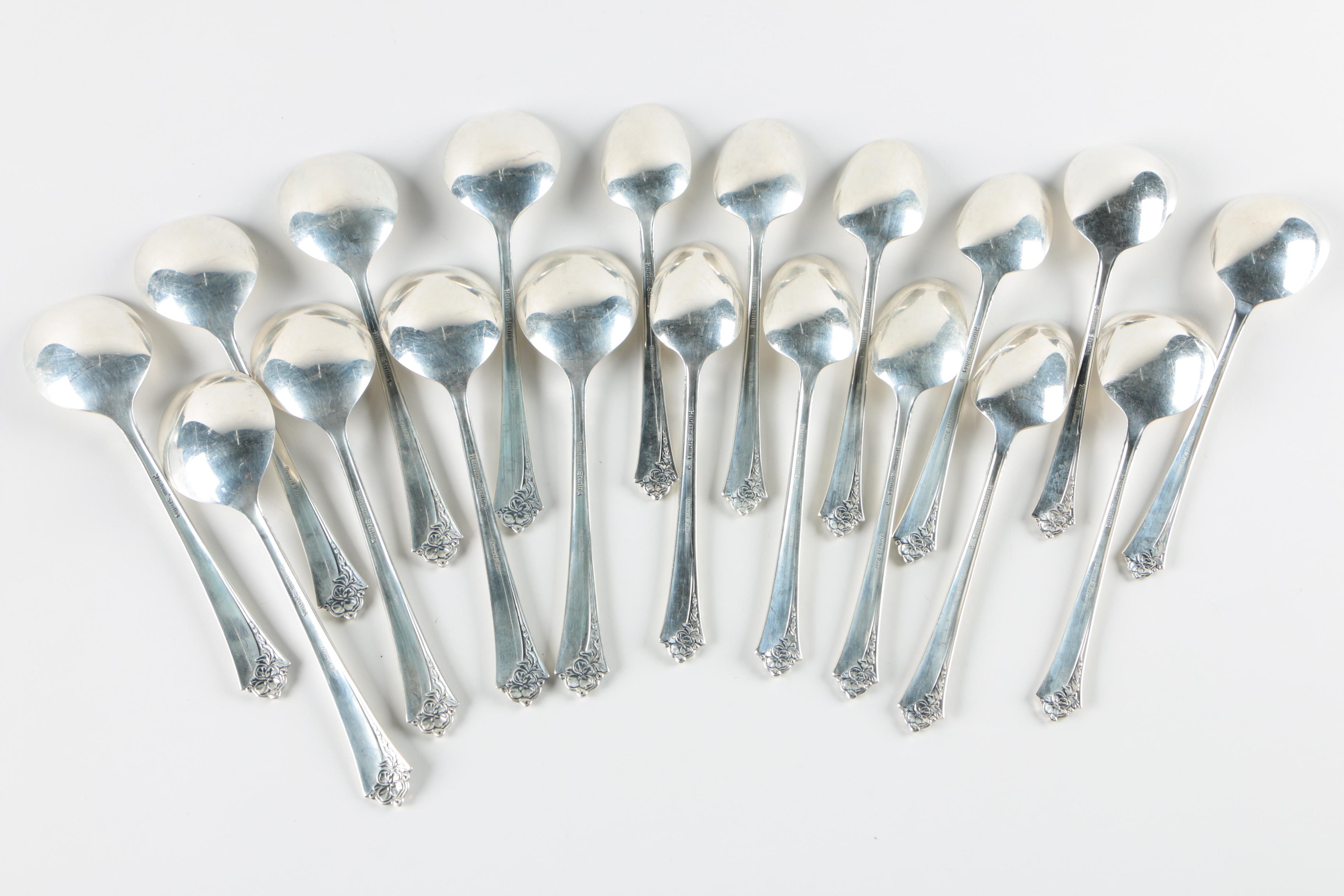 Oneida "Damask Rose" Sterling Silver Flatware for Eight and Serving Pieces