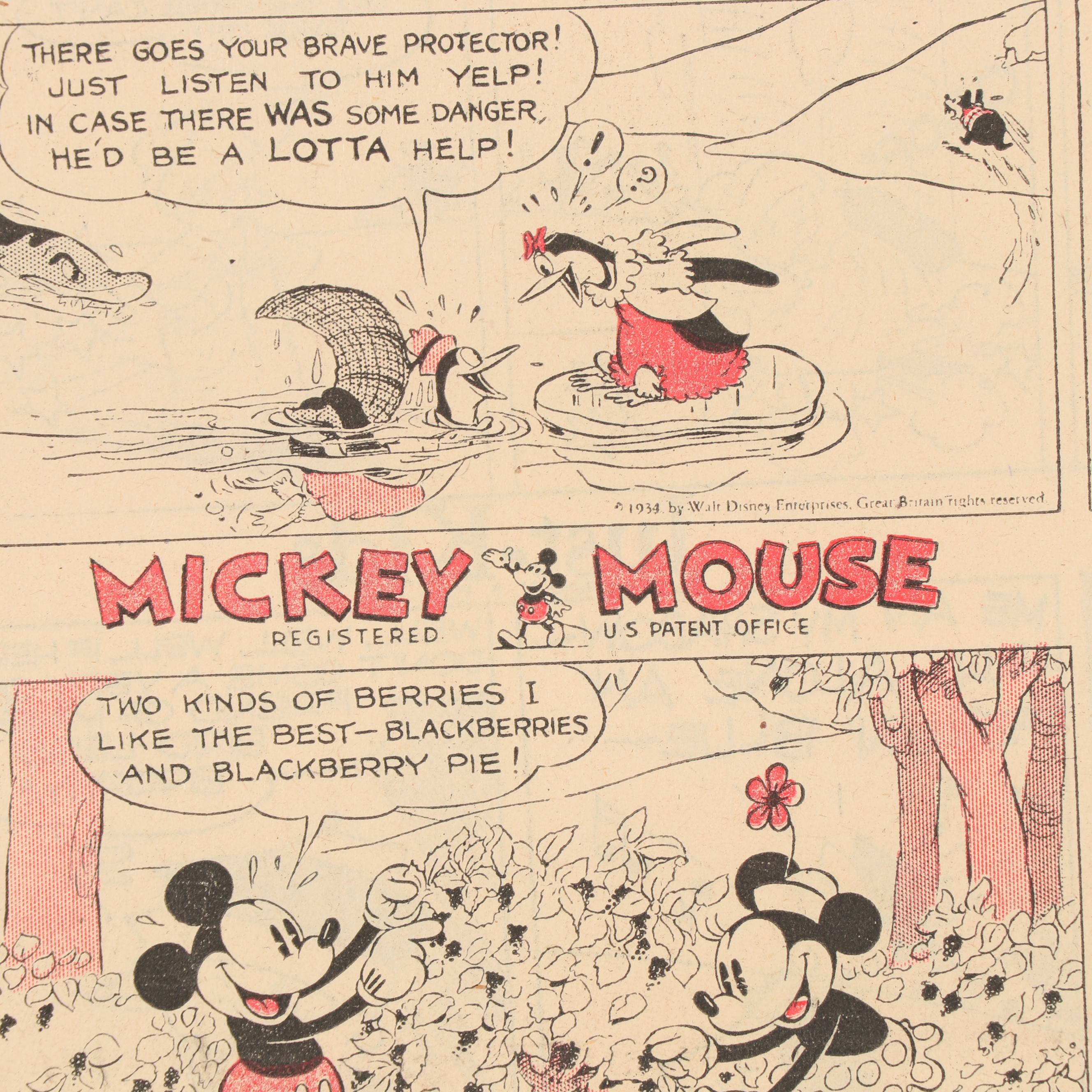 Walt Disney "Silly Symphony" Original Comic Strip with Mickey Mouse, 1934