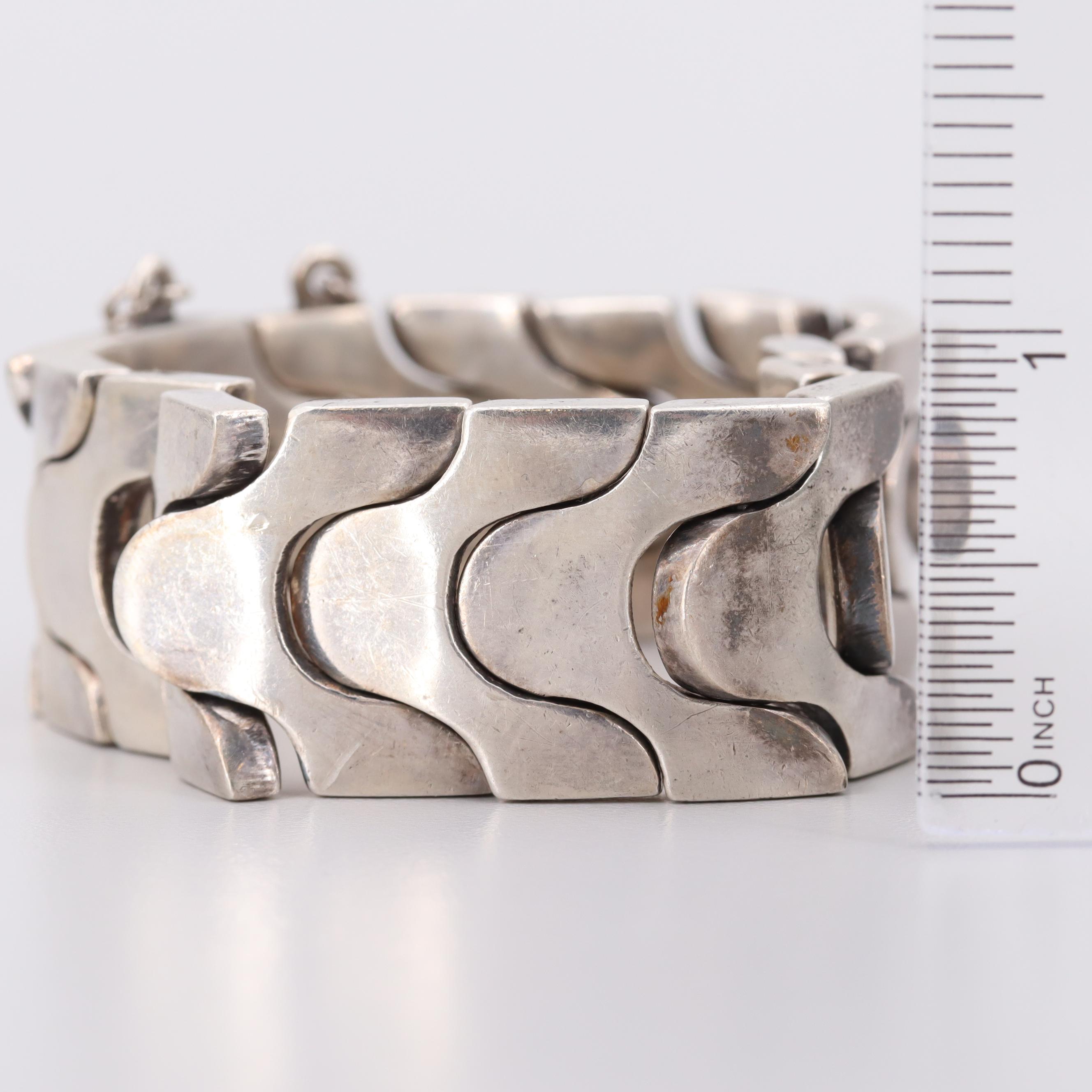 Modernist Antonio Pineda Taxco Sterling Silver Bracelet